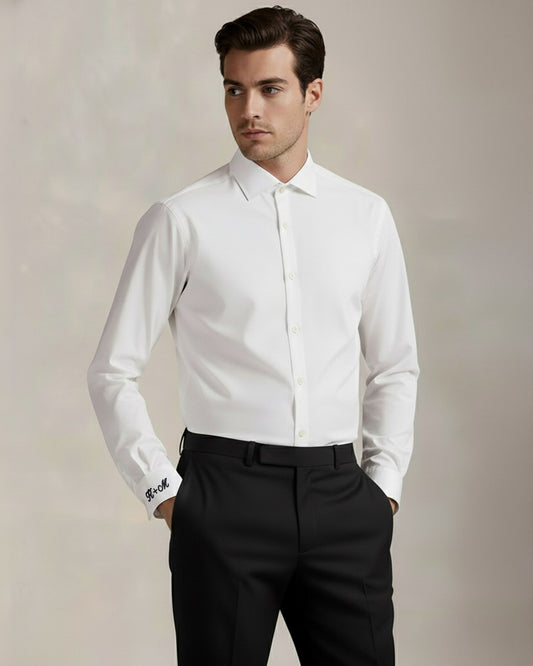 Initialed Cuff Stretch Woven Shirt