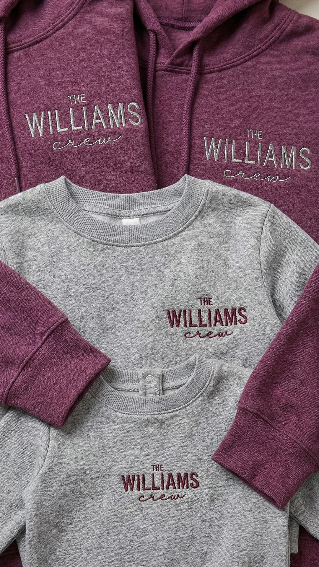 Last Name Family Matching Sweatshirts | "The Crew" Embroidered Adult Sweatshirt