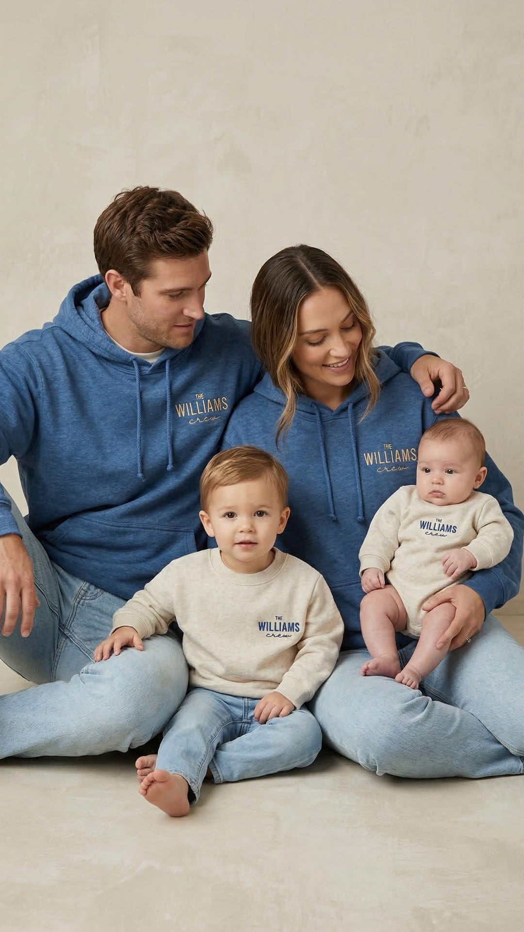 Last Name Family Matching Sweatshirts | "The Crew" Embroidered Adult Sweatshirt