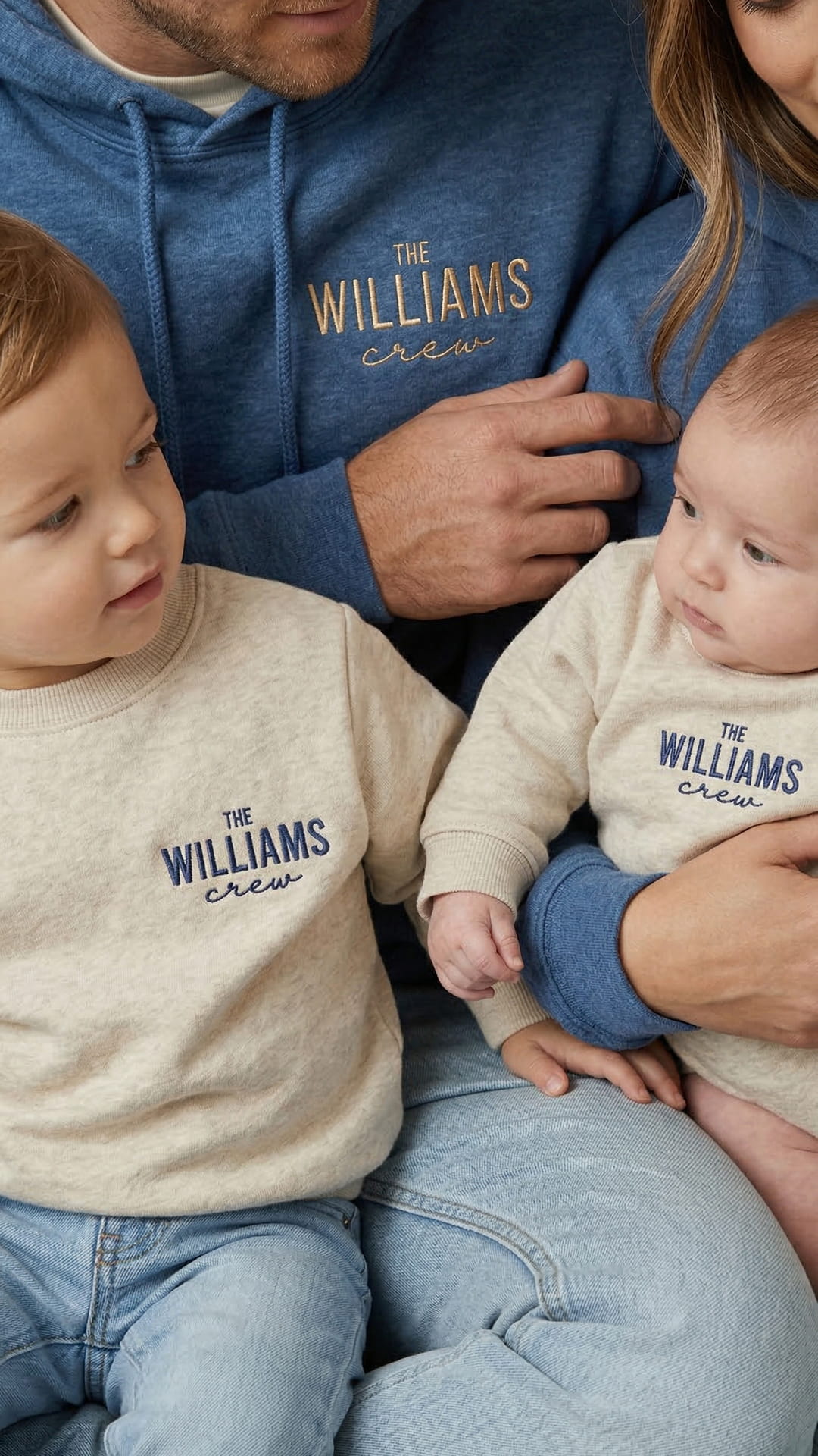 Last Name Family Matching Sweatshirts | "The Crew" Embroidered Adult Sweatshirt
