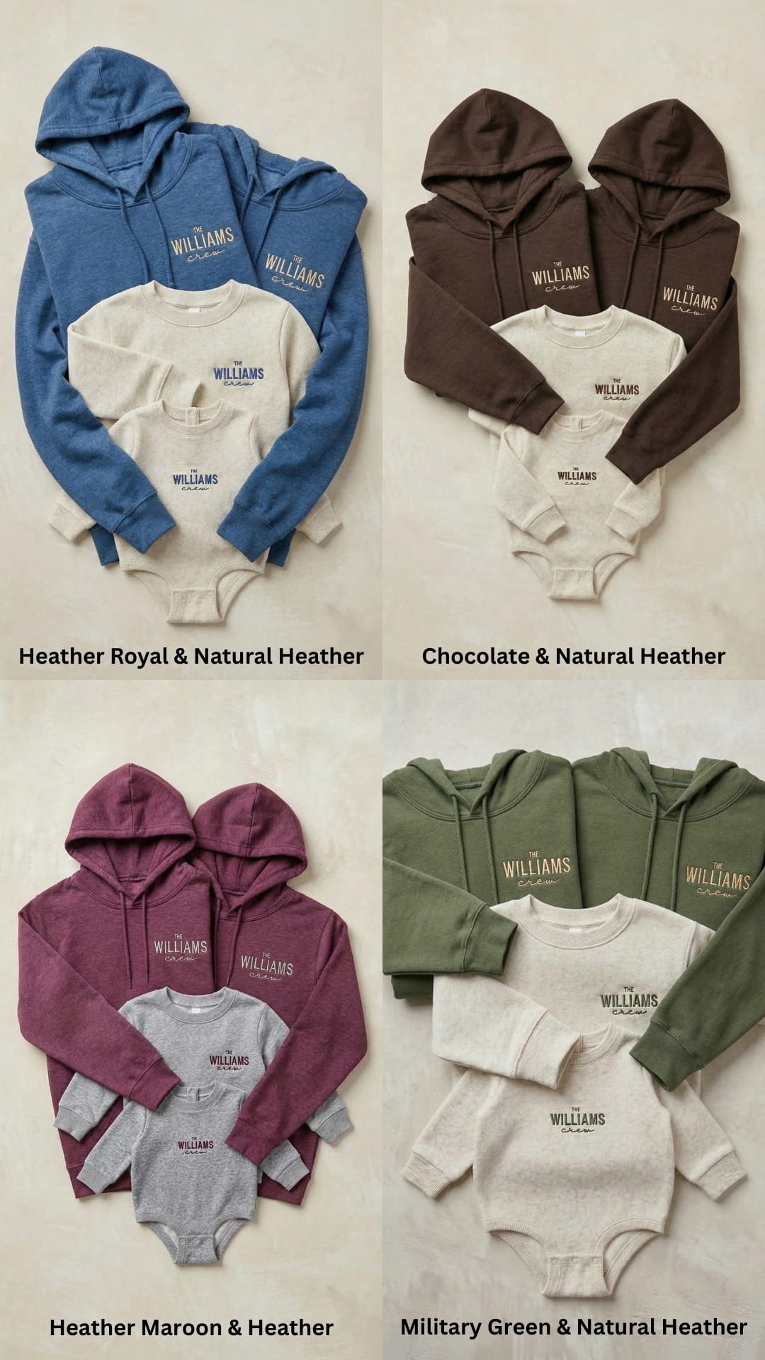 Last Name Family Matching Sweatshirts | "The Crew" Embroidered Adult Sweatshirt