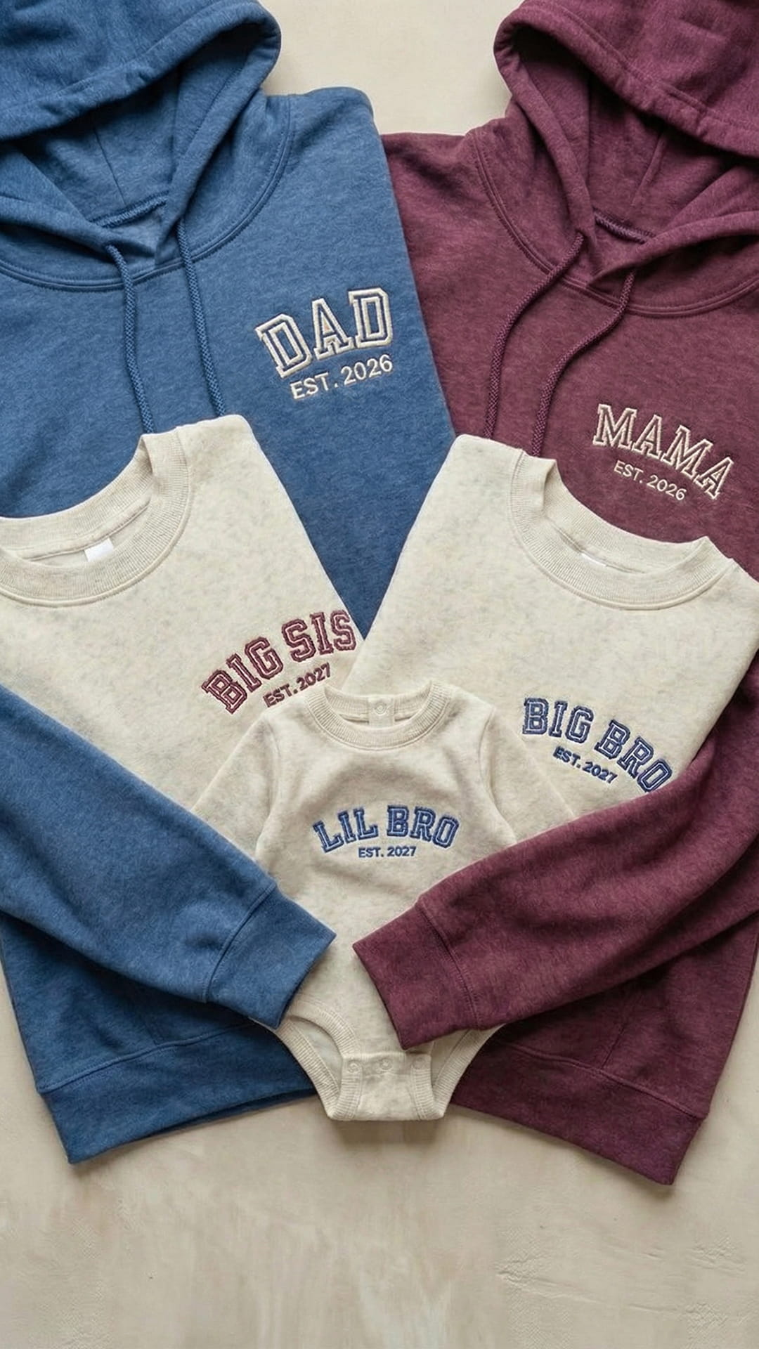 Matching Family Sweatshirts | Personalized Mama, Dad, Sibling & Baby Titles, Est. Years - Adult
