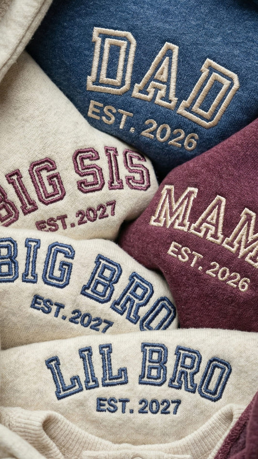 Matching Family Sweatshirts | Personalized Mama, Dad, Sibling & Baby Titles, Est. Years - Adult