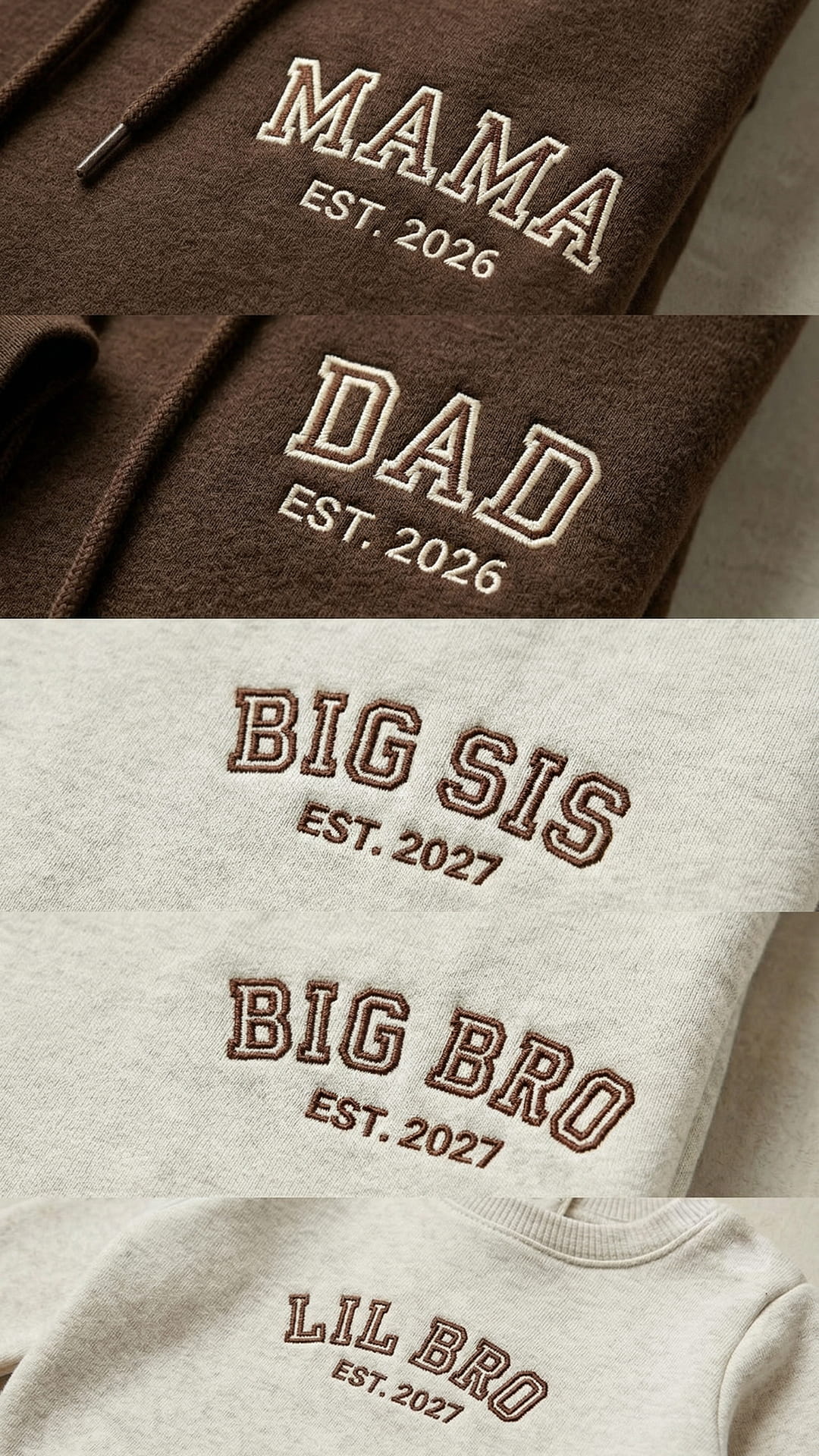 Matching Family Sweatshirts | Personalized Mama, Dad, Sibling & Baby Titles, Est. Years - Adult