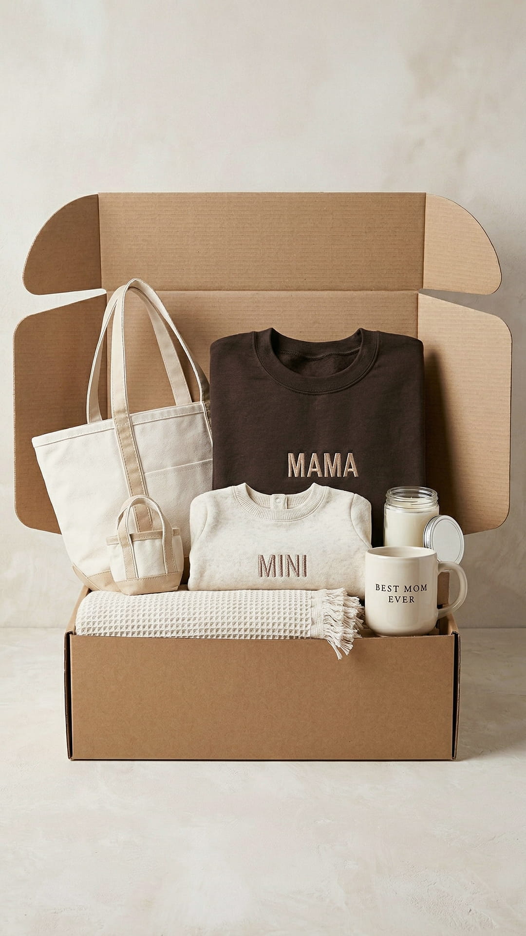 The Matching Mama & Mini Keepsake Box | Embroidered Sweatshirts & Matching Totes, Waffle Blanket, Mug, and Candle