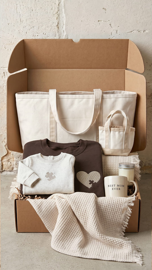 The Puzzle Piece Mama & Mini Keepsake Box | Matching Embroidered Mother & Child Gift Set