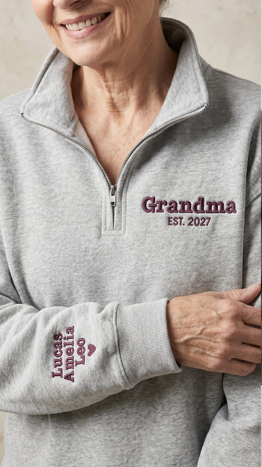 The Grandma Keepsake Box | Custom Embroidered Quarter-Zip Gift Set