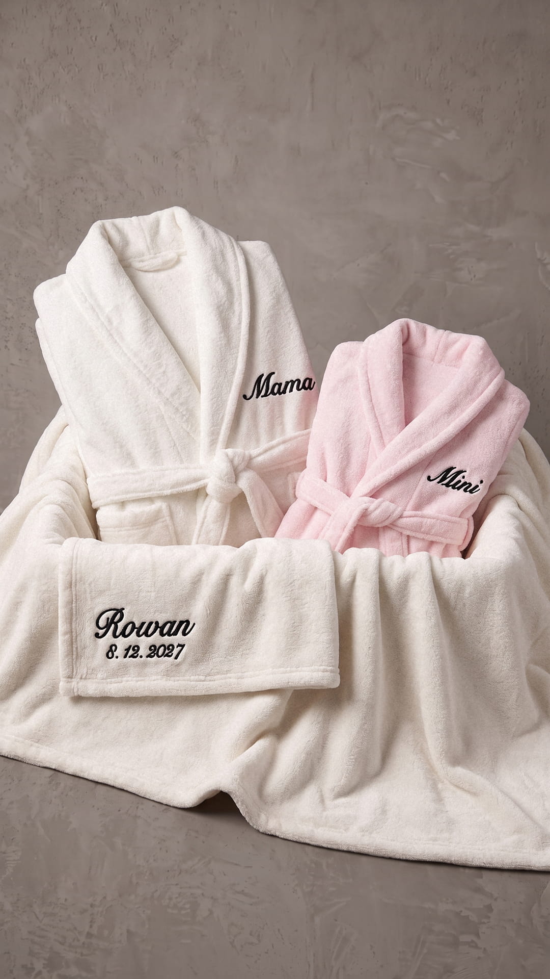 Mama & Mini Script Robe with Blanket Set | New Mom Baby Gift