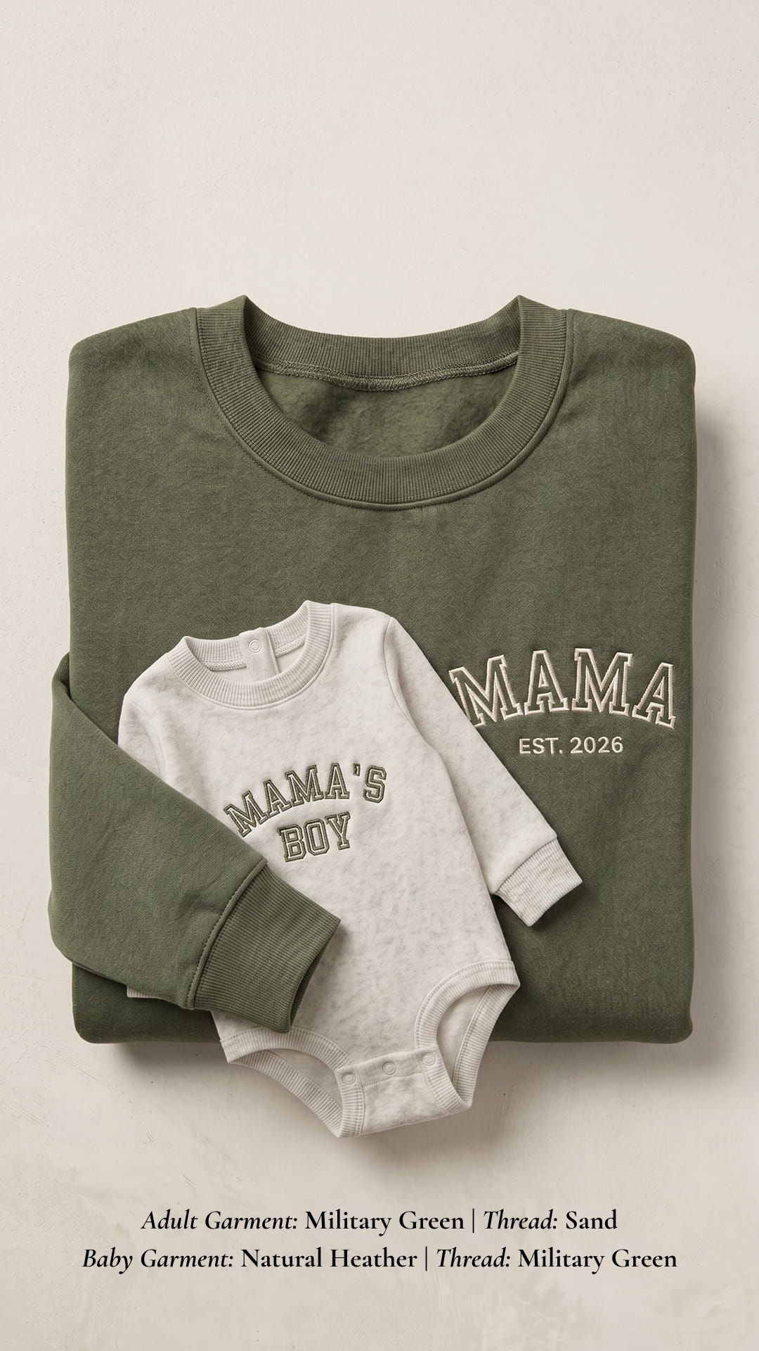 Mama’s Boy Embroidered Set | Adult Mama Est. Sweatshirt