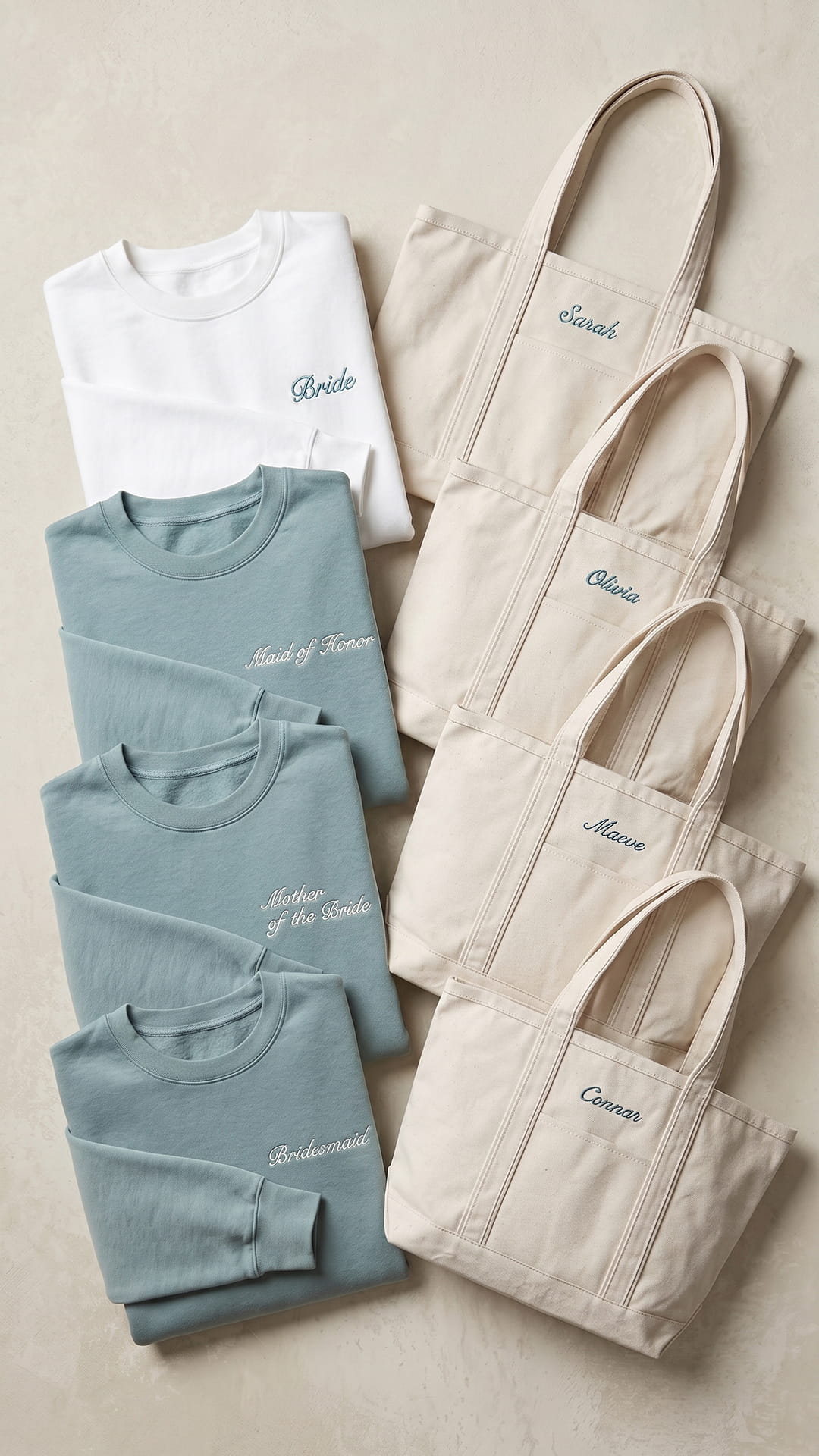 The Bridal Party Gift Set | Script Embroidered Sweatshirt & Personalized Tote