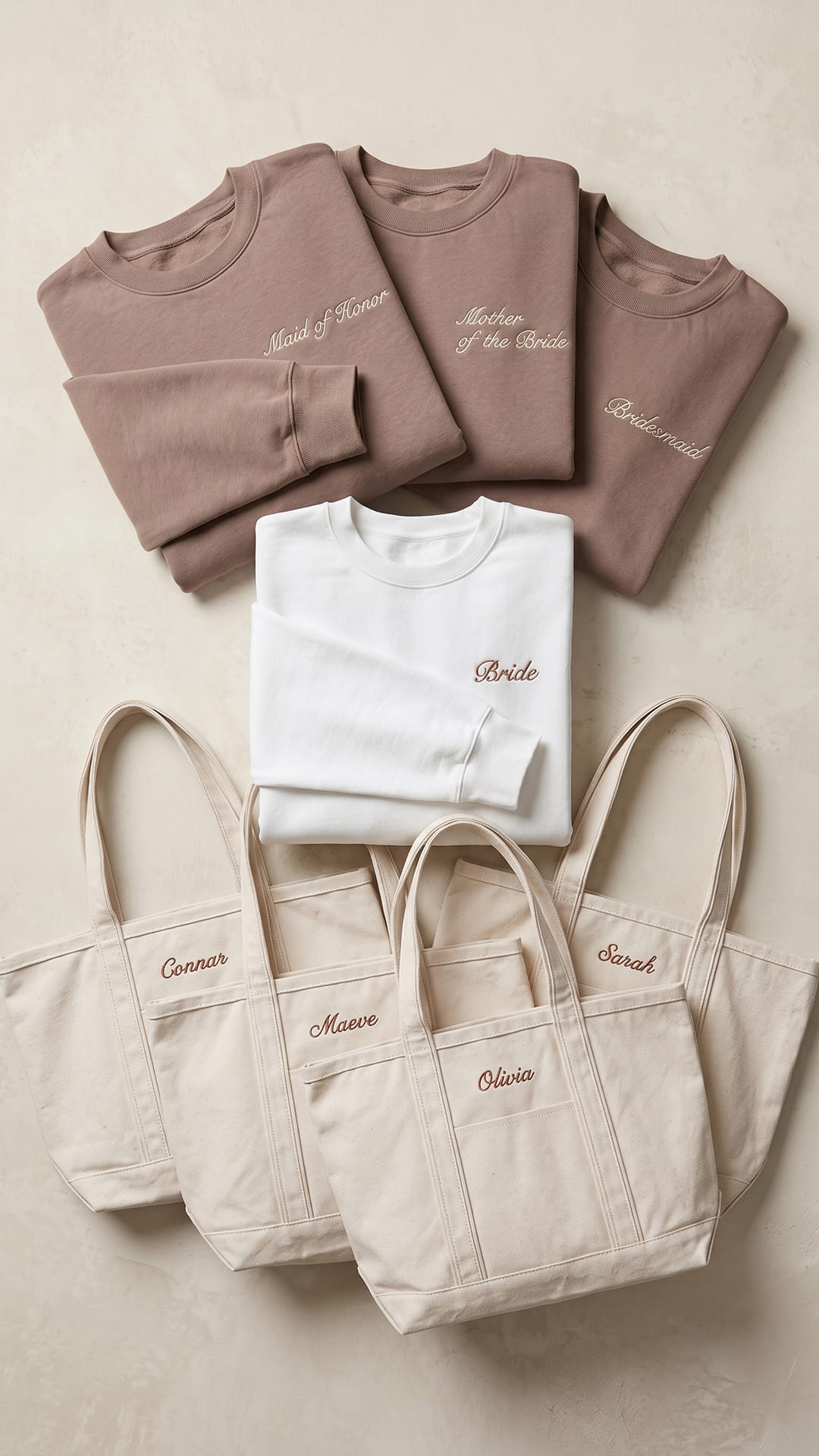 The Bridal Party Gift Set | Script Embroidered Sweatshirt & Personalized Tote