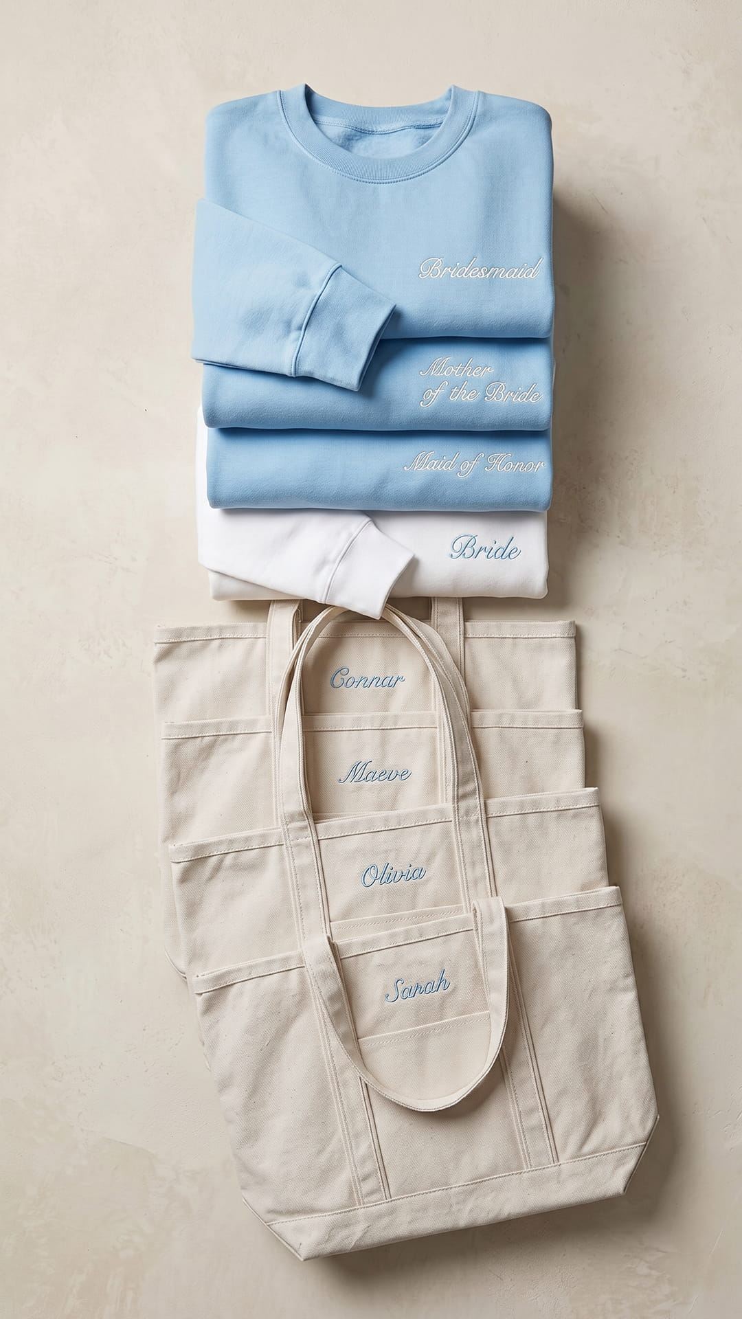 The Bridal Party Gift Set | Script Embroidered Sweatshirt & Personalized Tote
