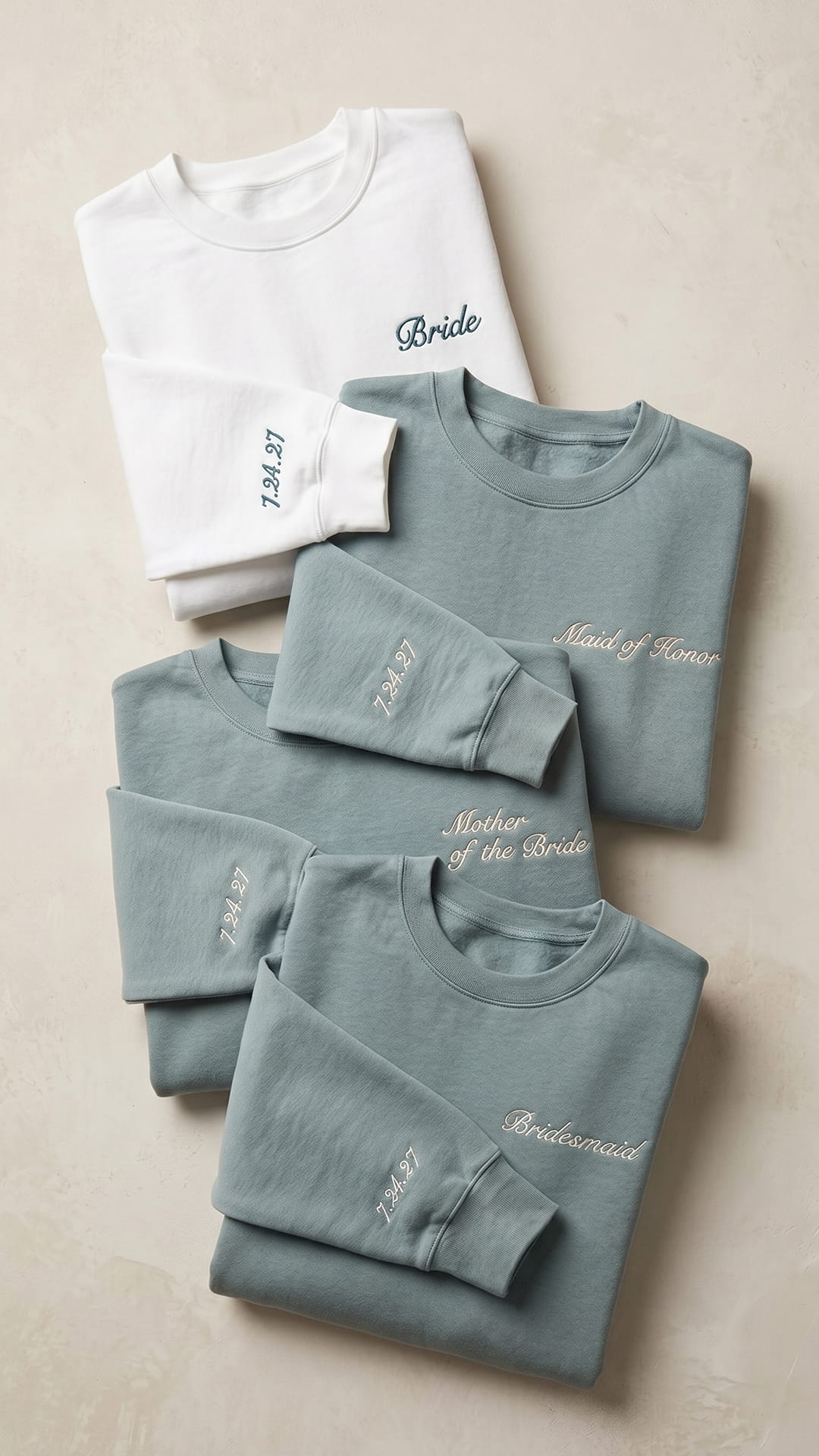 Bridal Party Script Embroidered Sweatshirt | Script Title & Sleeve Bridesmaid Gift