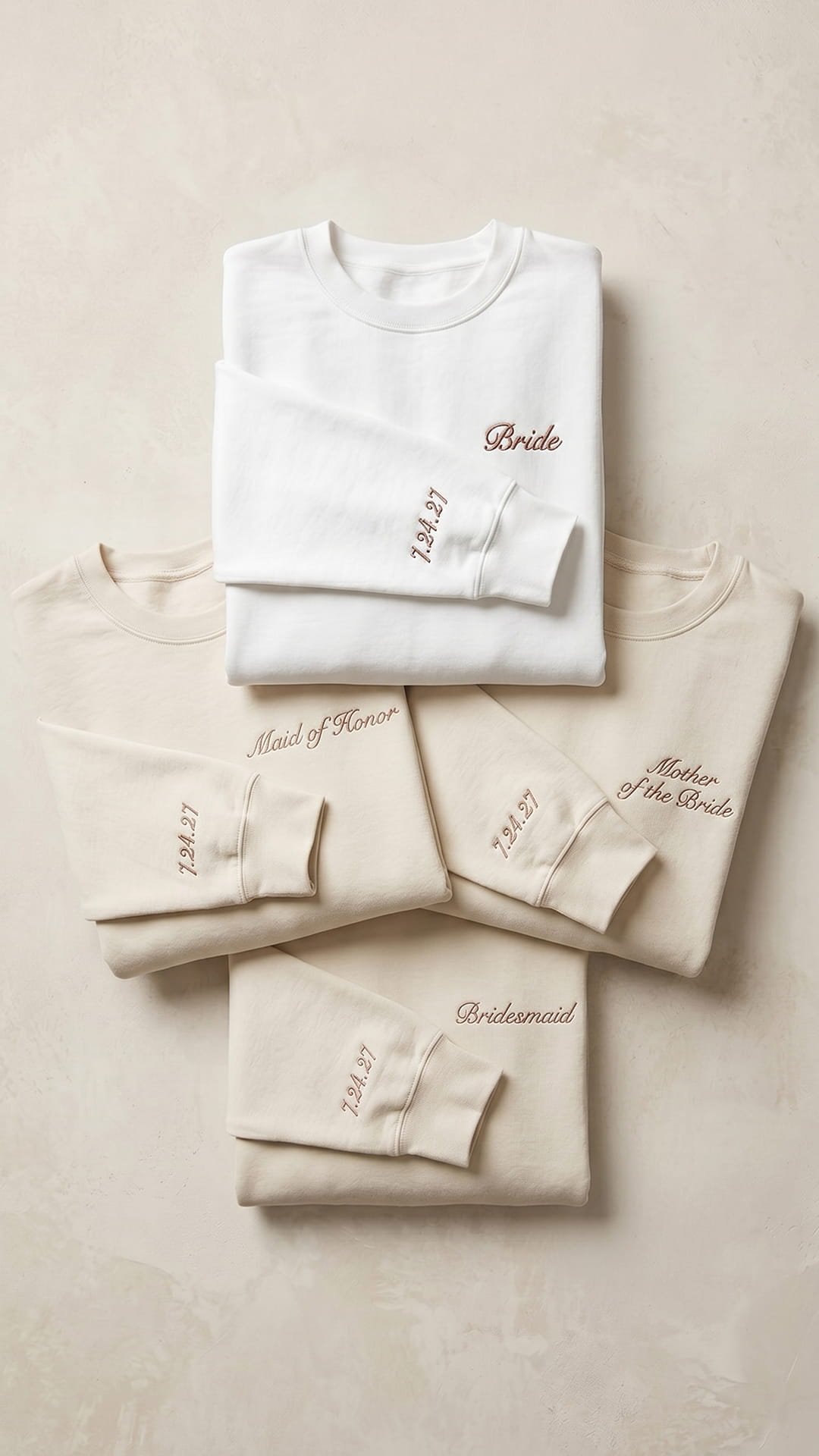 Bridal Party Script Embroidered Sweatshirt | Script Title & Sleeve Bridesmaid Gift
