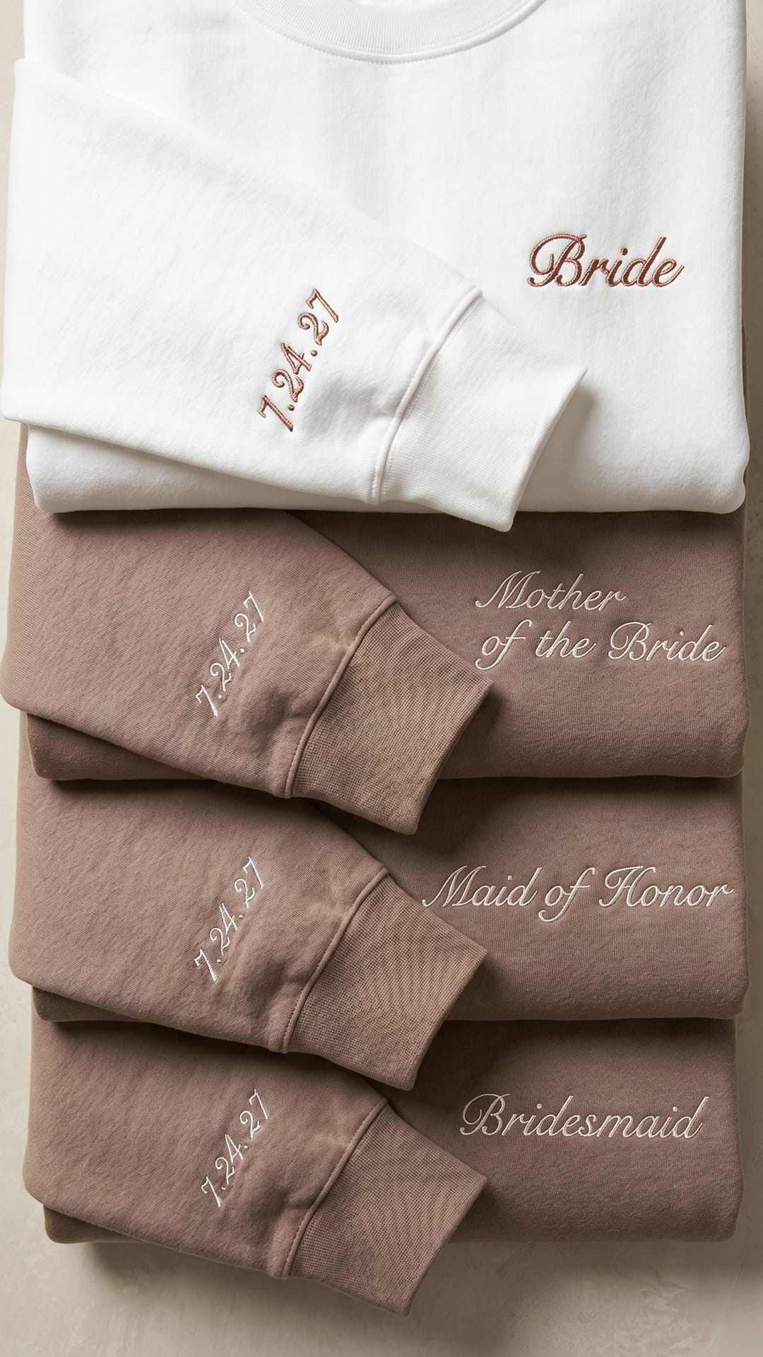 Bridal Party Script Embroidered Sweatshirt | Script Title & Sleeve Bridesmaid Gift