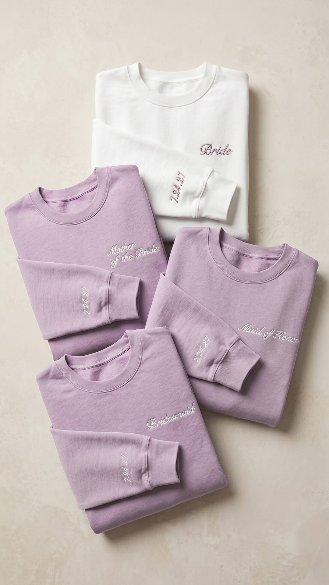 Bridal Party Script Embroidered Sweatshirt | Script Title & Sleeve Bridesmaid Gift