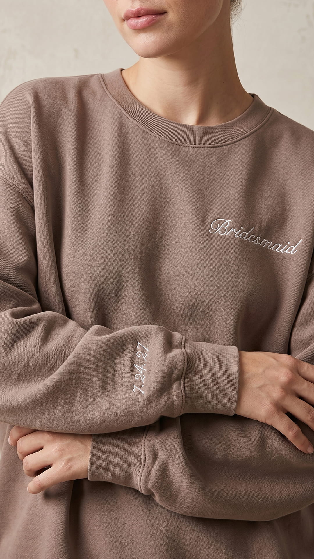 Bridal Party Script Embroidered Sweatshirt | Script Title & Sleeve Bridesmaid Gift