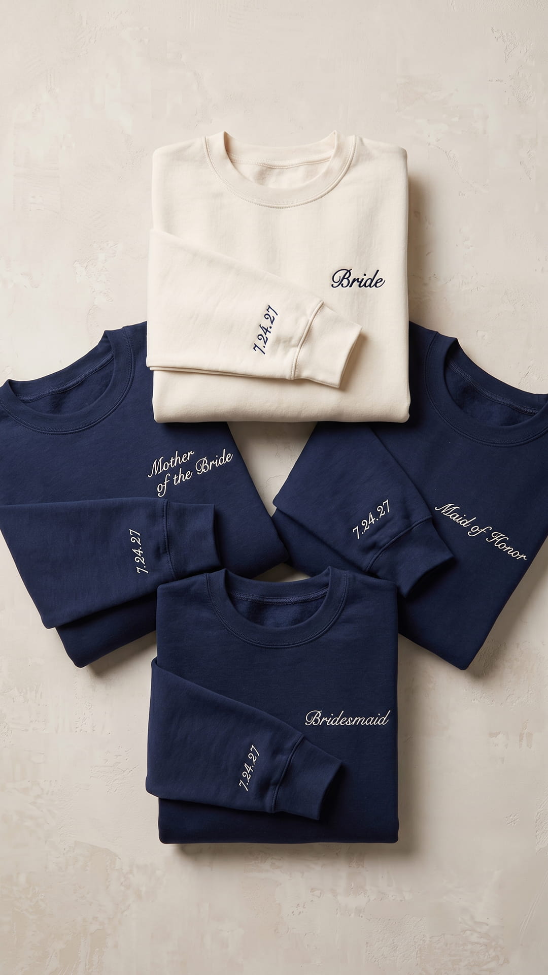 Bridal Party Script Embroidered Sweatshirt | Script Title & Sleeve Bridesmaid Gift