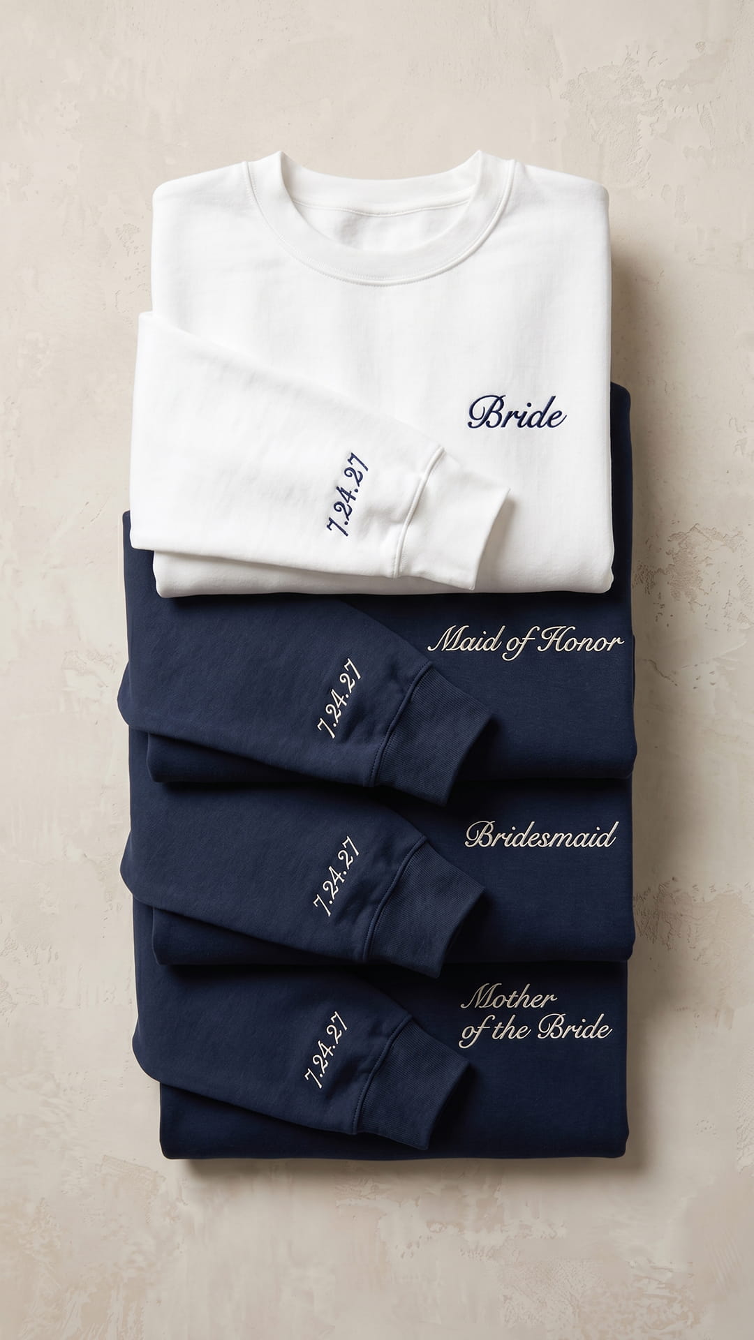 Bridal Party Script Embroidered Sweatshirt | Script Title & Sleeve Bridesmaid Gift