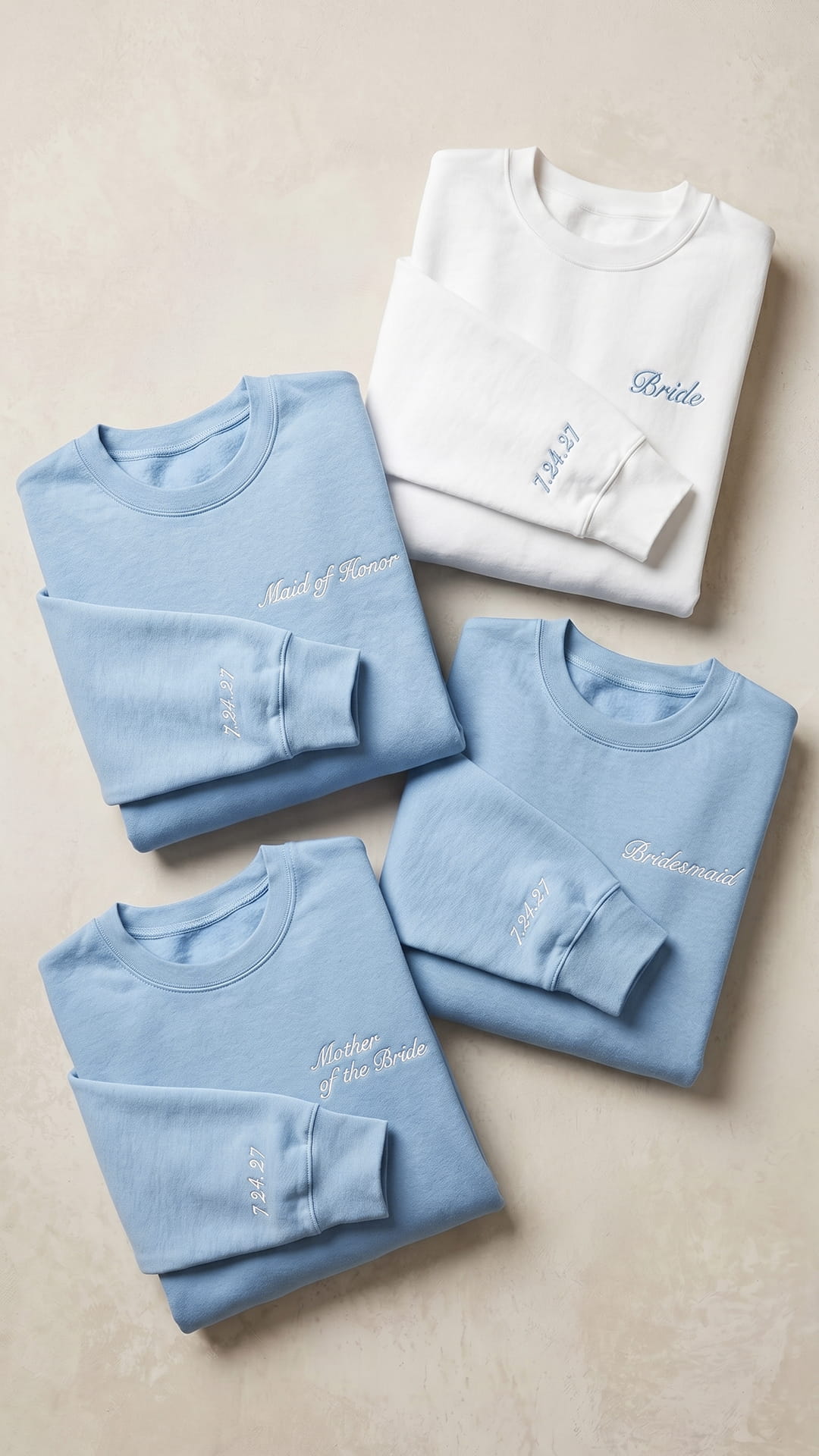Bridal Party Script Embroidered Sweatshirt | Script Title & Sleeve Bridesmaid Gift