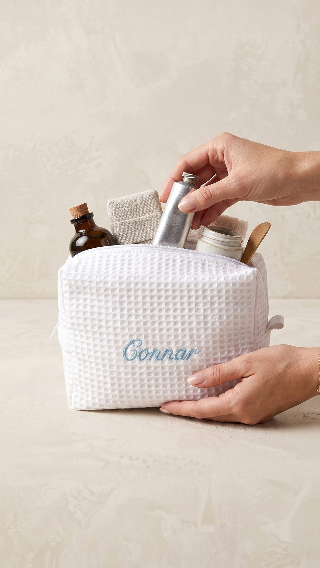The Bridal Party Gift Set | Script Embroidered Sweatshirt & Personalized Spa Bag