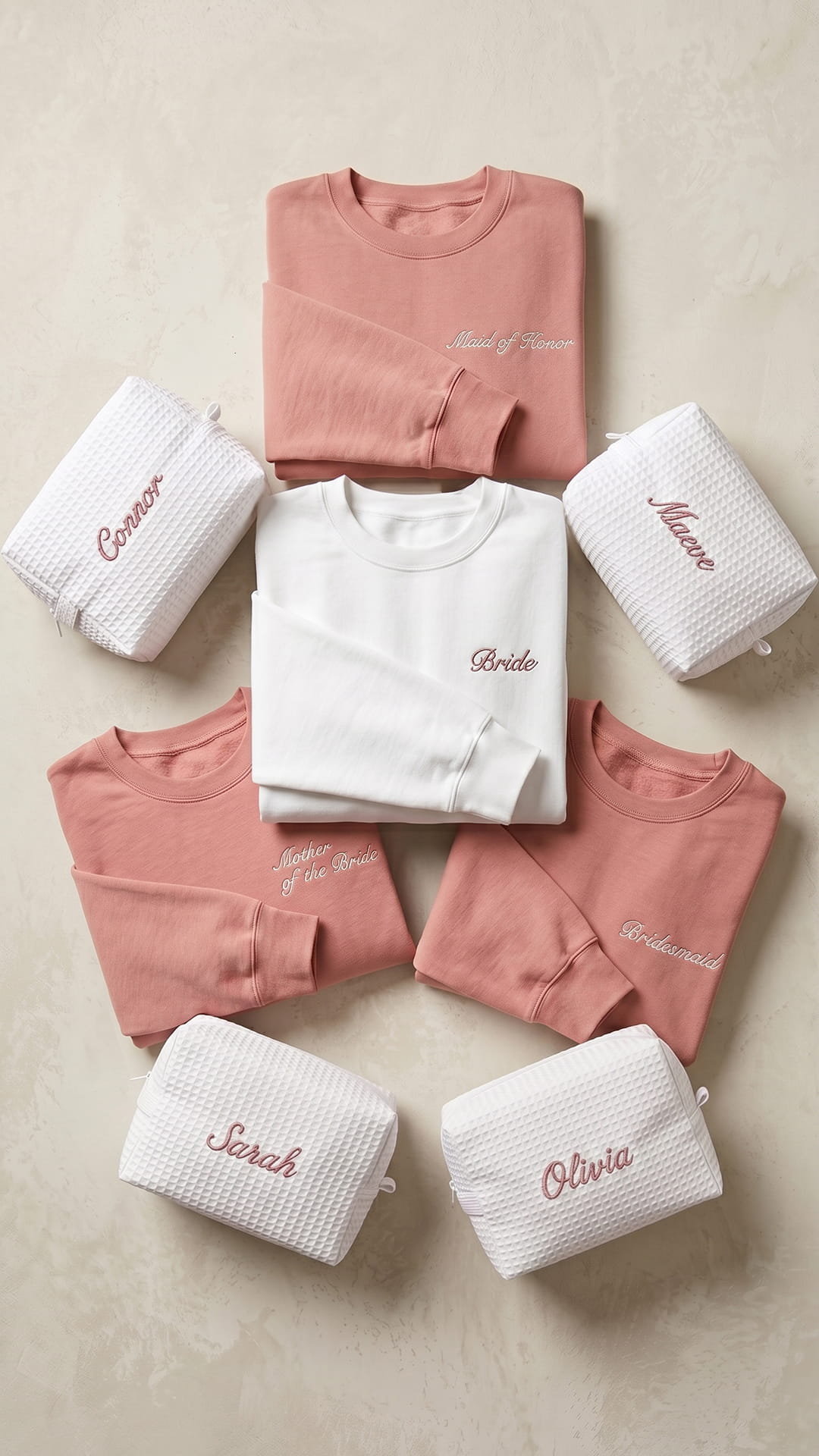 The Bridal Party Gift Set | Script Embroidered Sweatshirt & Personalized Spa Bag
