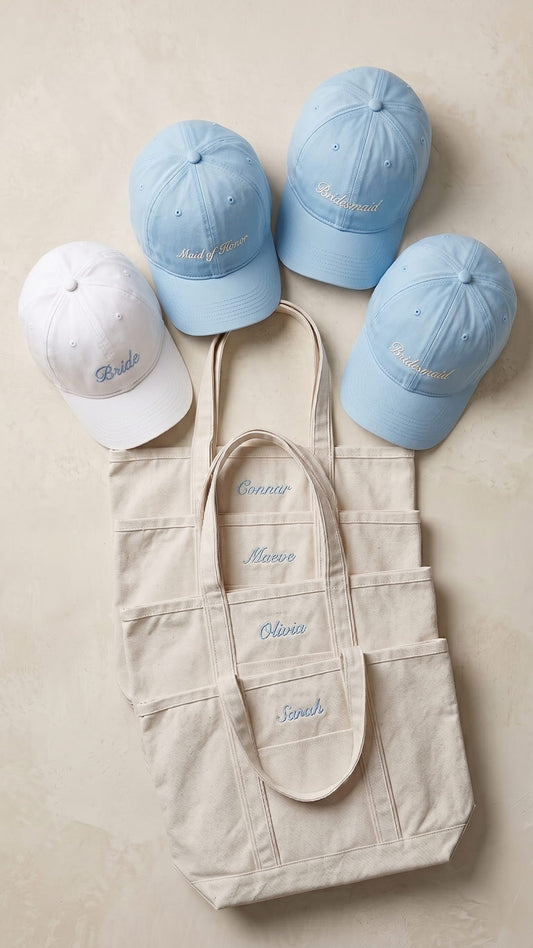 The Bridal Party Gift Set | Embroidered Hat & Personalized Tote