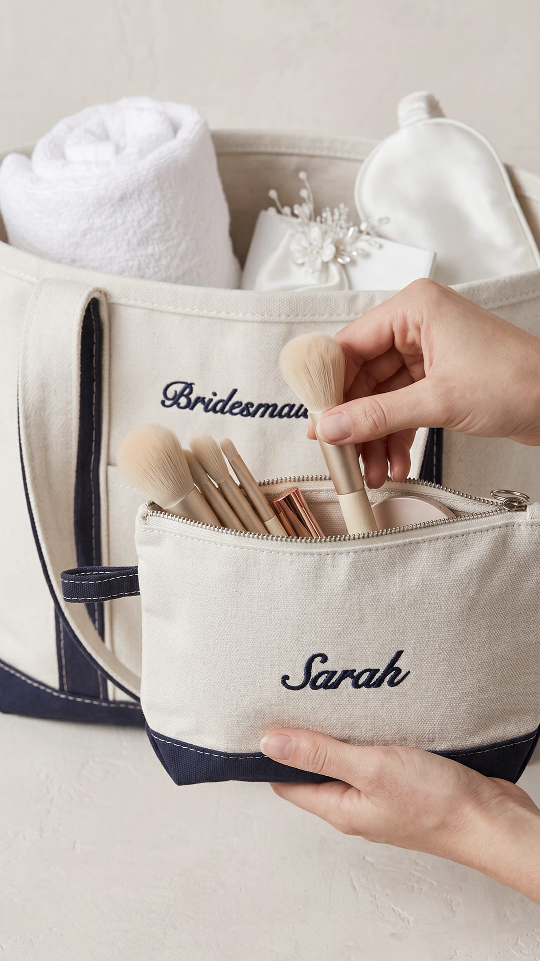 The Bridal Party Gift Set | Embroidered Tote & Personalized Makeup Bag
