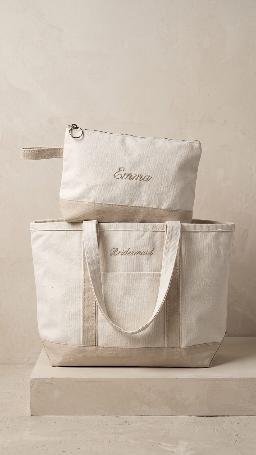 The Bridal Party Gift Set | Embroidered Tote & Personalized Makeup Bag