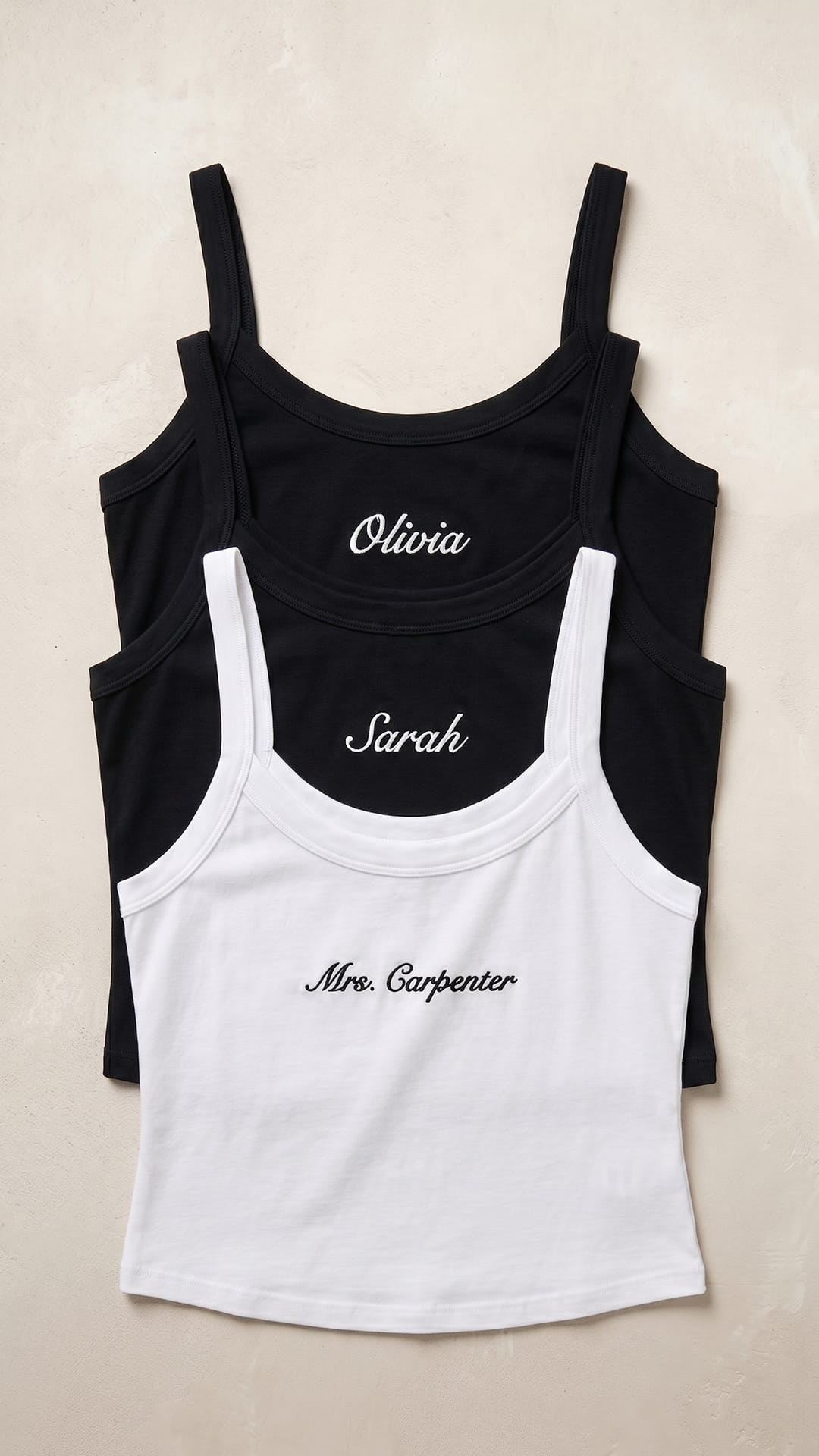 Mrs. Embroidered Micro Rib Tank | Custom Bridal Name Top