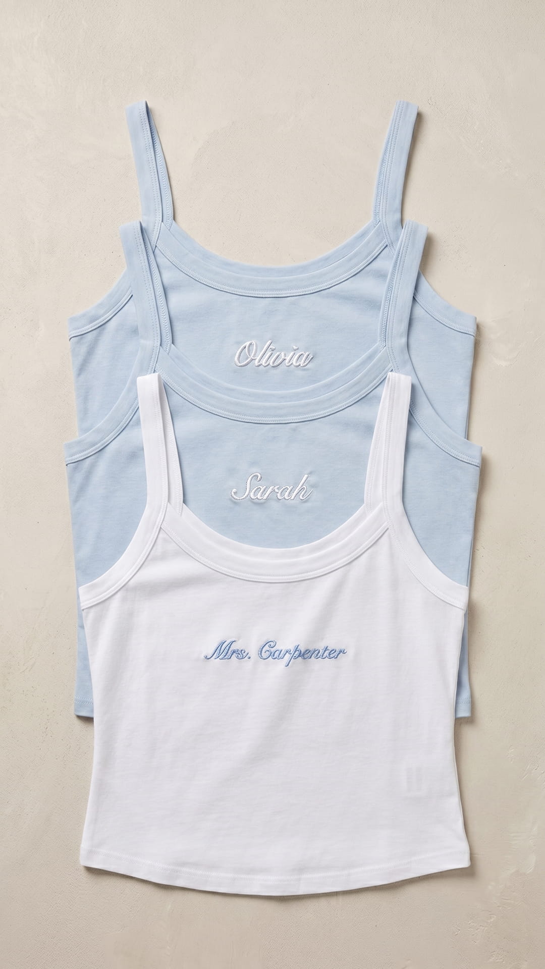 Mrs. Embroidered Micro Rib Tank | Custom Bridal Name Top