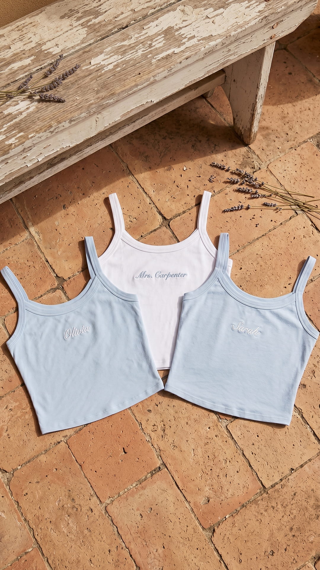 Mrs. Embroidered Micro Rib Tank | Custom Bridal Name Top