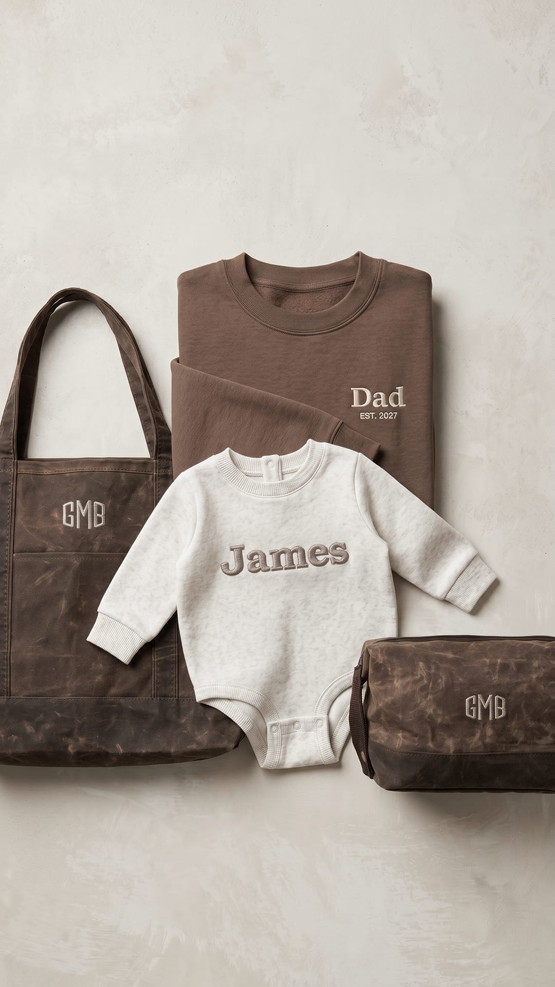 The New Dad Keepsake Bundle | Custom Embroidered Dad & Baby Gift Set - Signature
