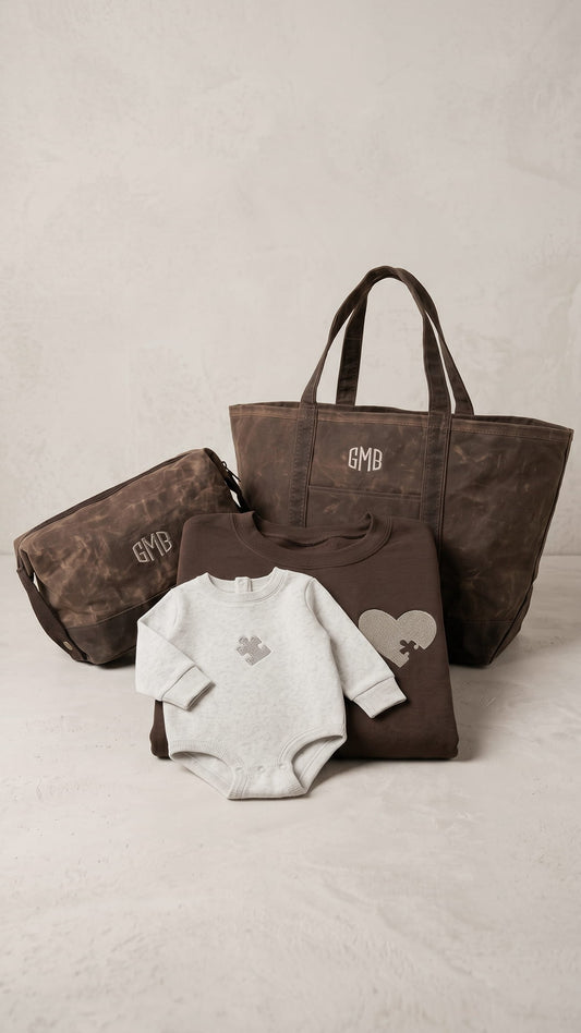 The Puzzle Piece Dad Keepsake Bundle | Matching Embroidered Father & Child Gift Set - Signature
