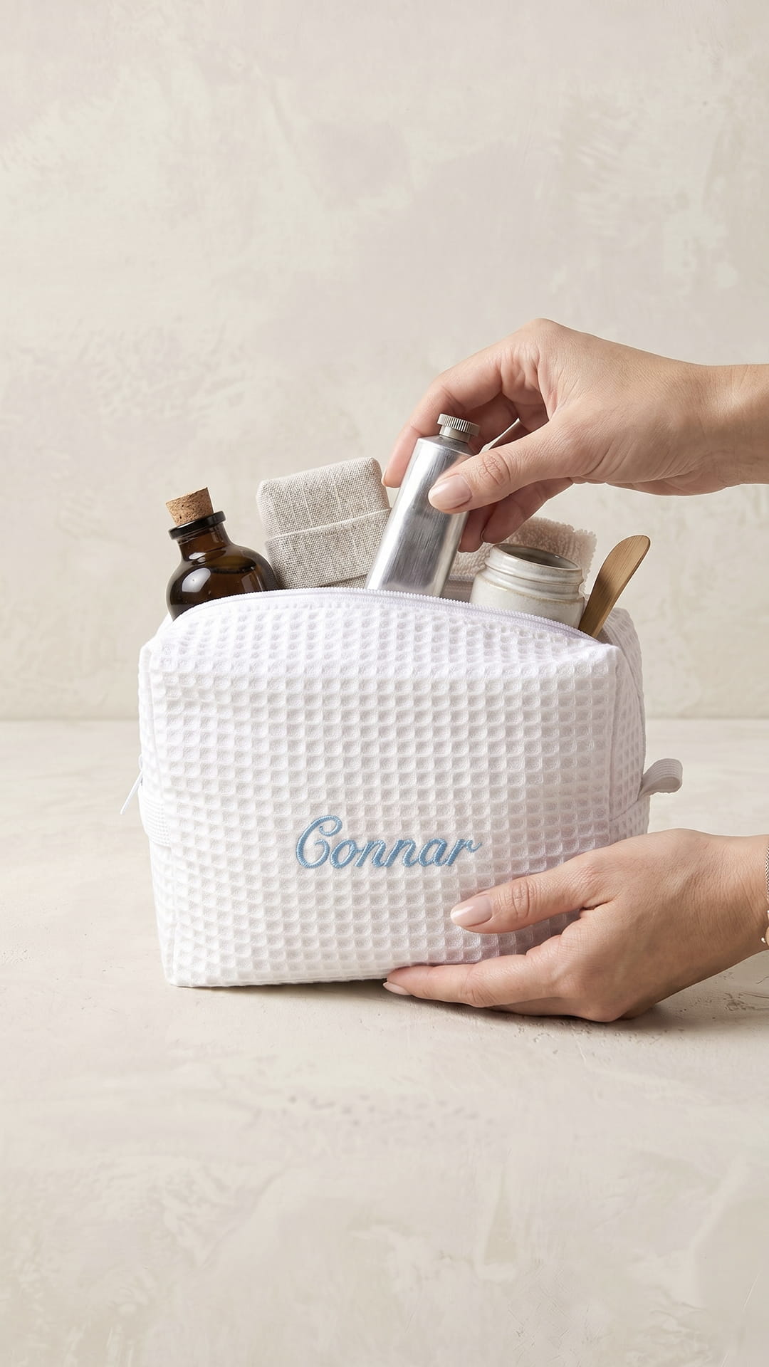 Bridal Script Waffle Makeup Bag