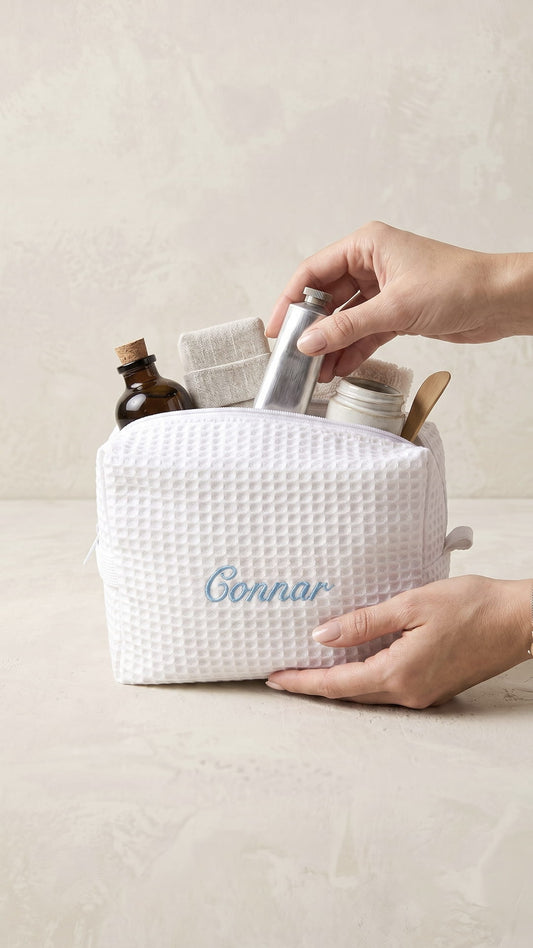 Bridal Script Waffle Makeup Bag