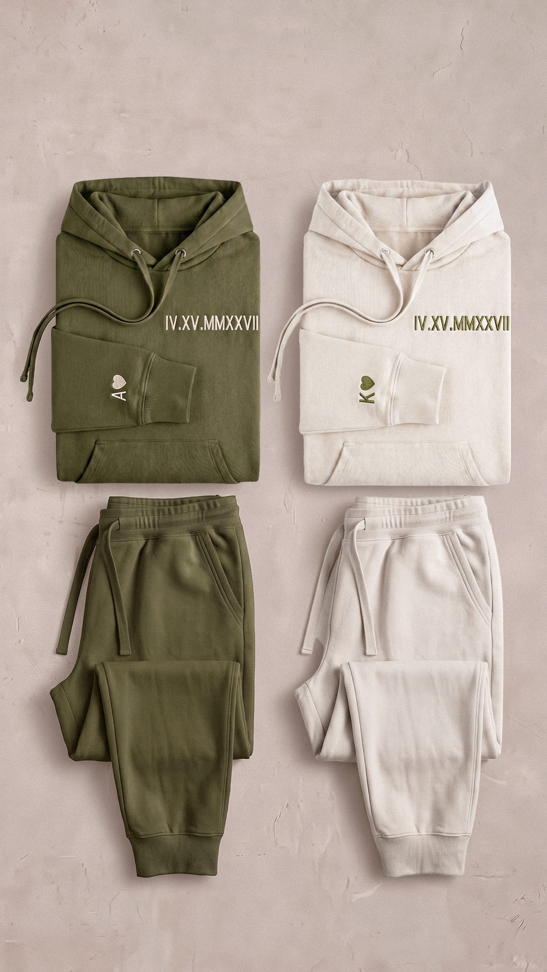 Personalized Roman Numeral Couples Sweatsuit Set | Anniversary Hoodies & Sweatpants