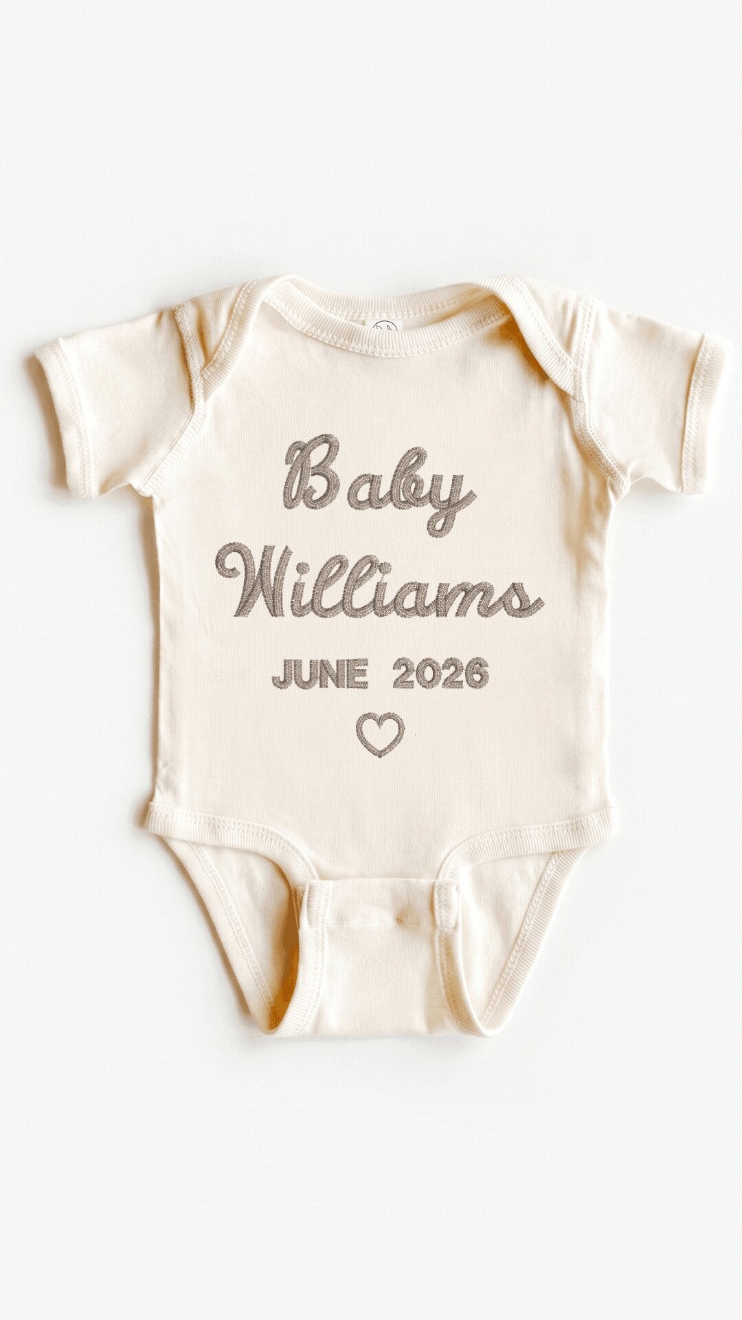 Baby Name & Arrival Date Embroidered Bodysuit