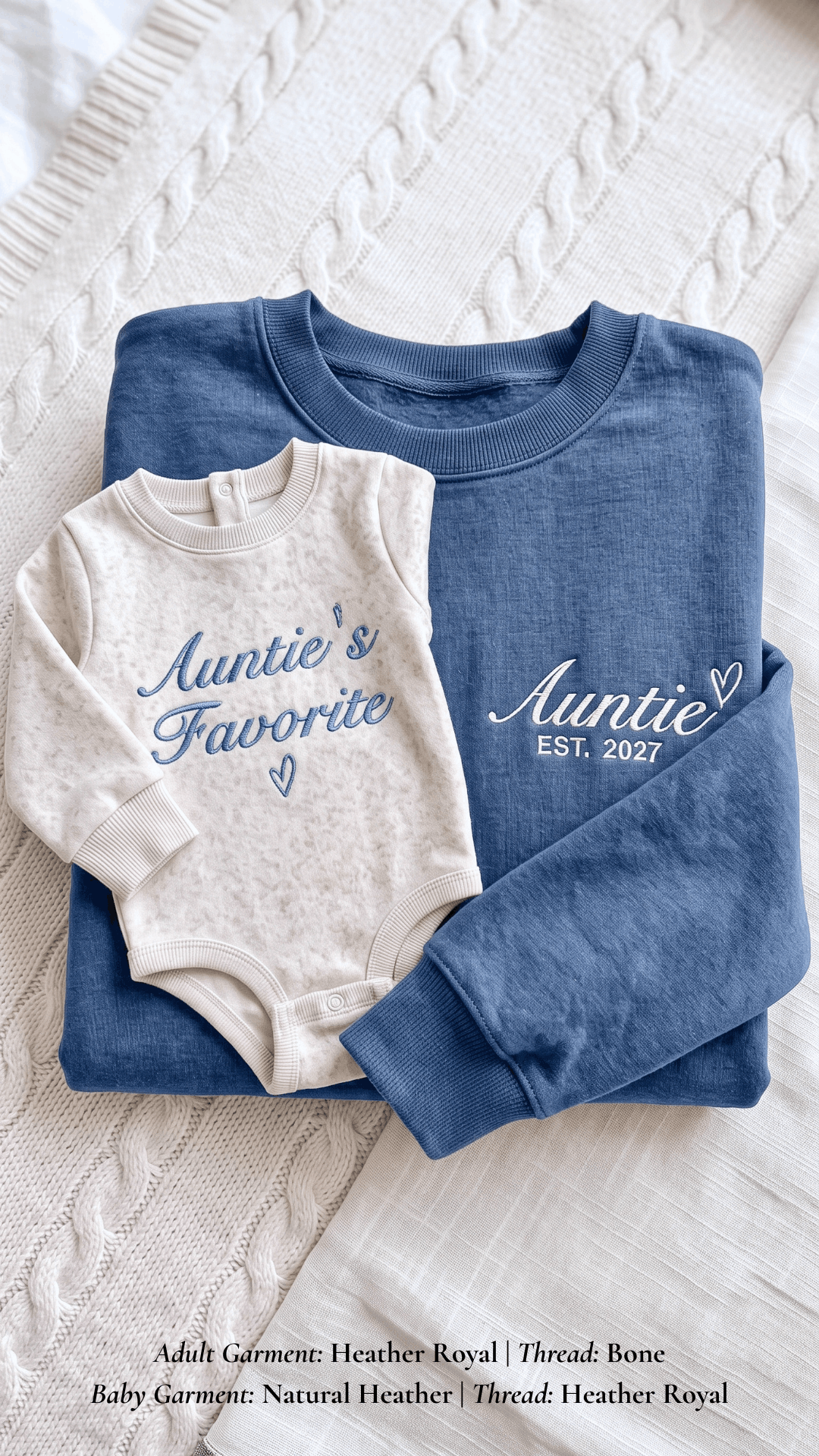 Auntie's Favorite Embroidered Set | Adult Auntie Est. Sweatshirt
