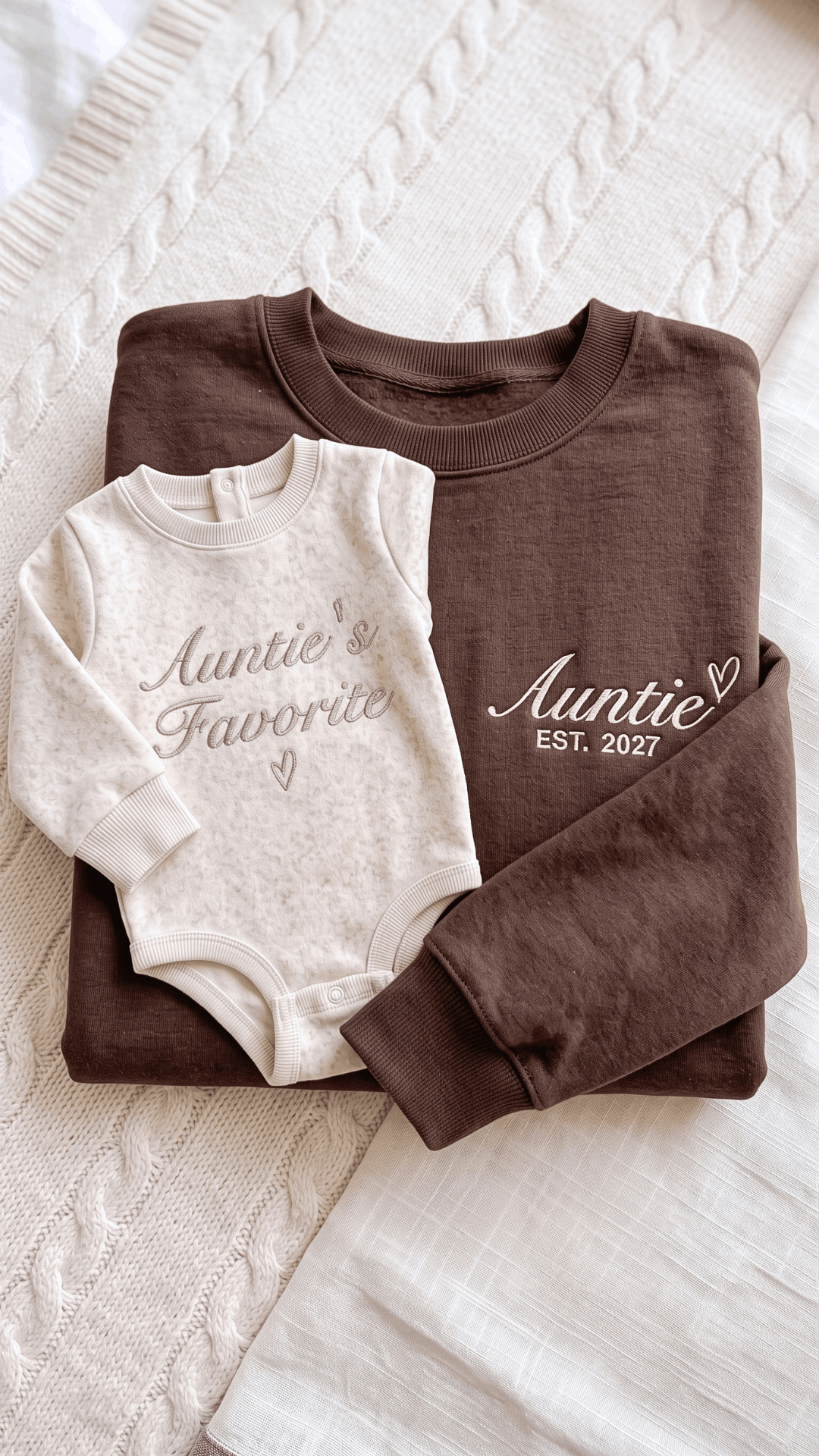 Auntie's Favorite Embroidered Set | Adult Auntie Est. Sweatshirt