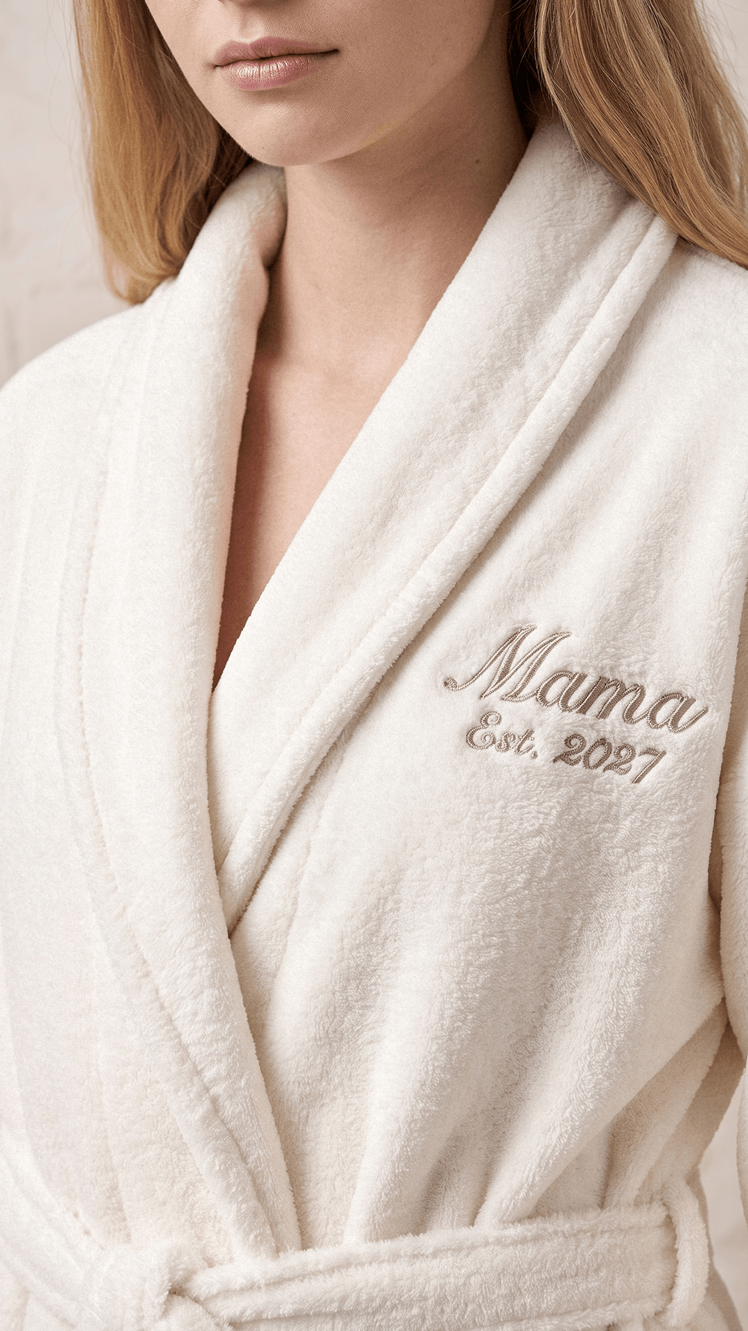 Script Embroidered Plush Robe