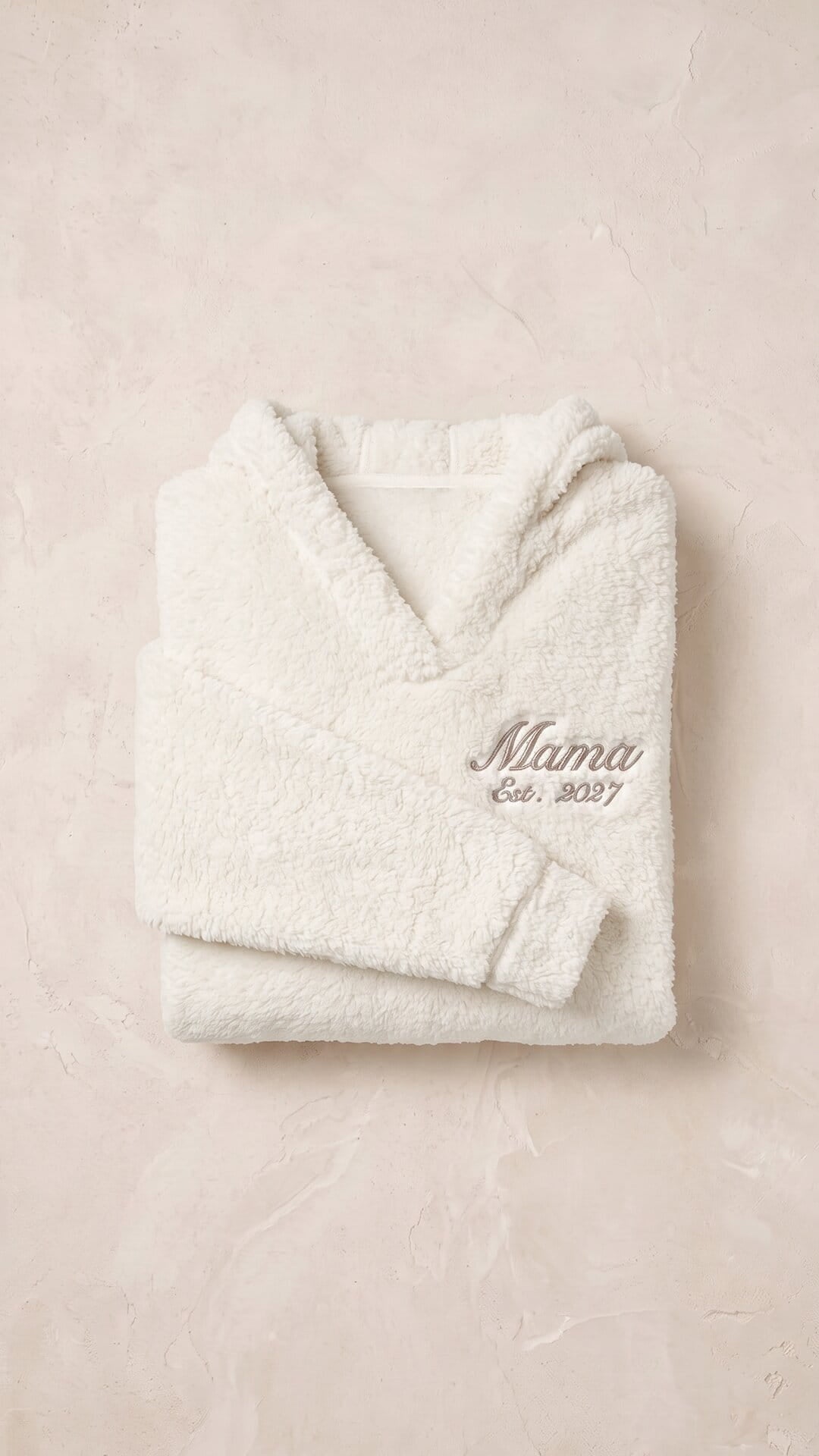 Script Embroidered Cozy Fleece Hoodie