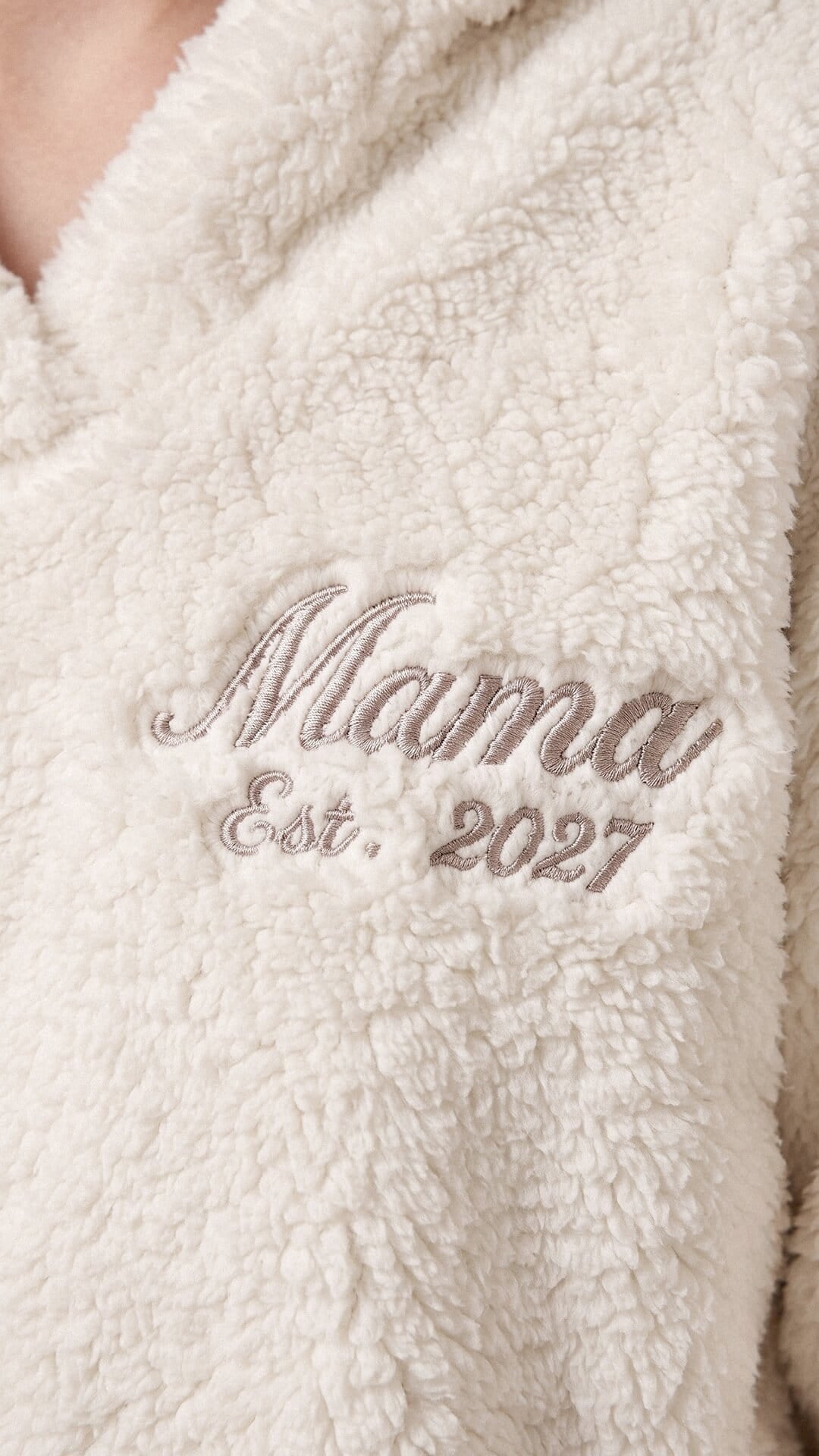 Script Embroidered Cozy Fleece Hoodie