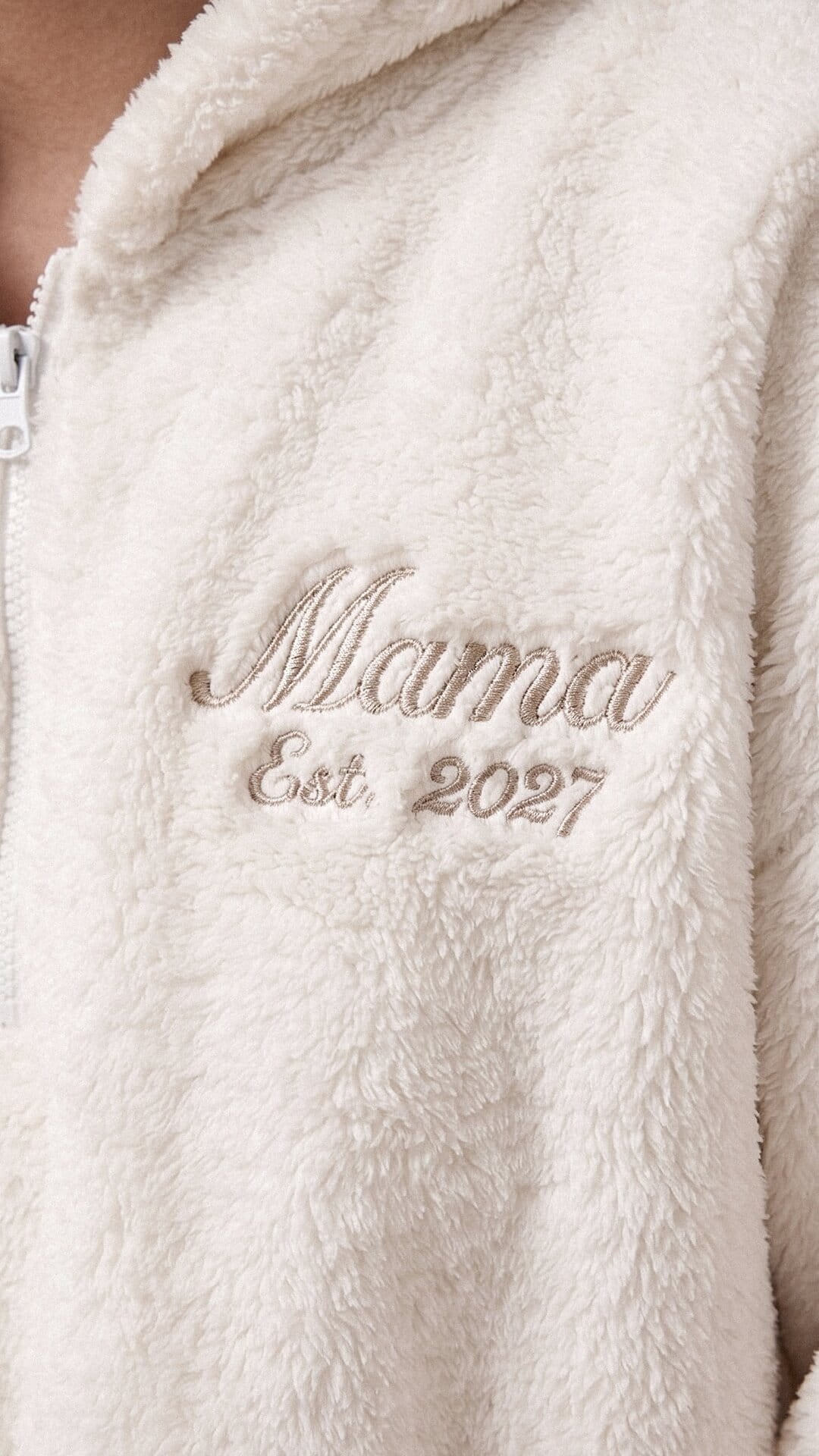 Script Embroidered Plush Poncho
