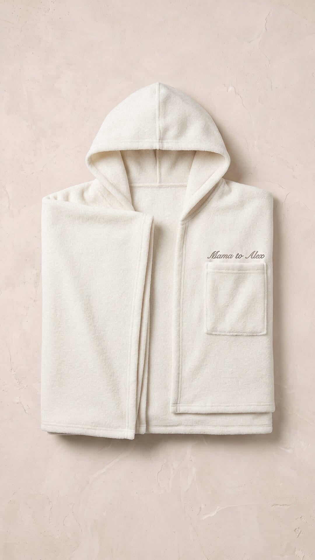 Script Embroidered Dream Plush Open Hoodie