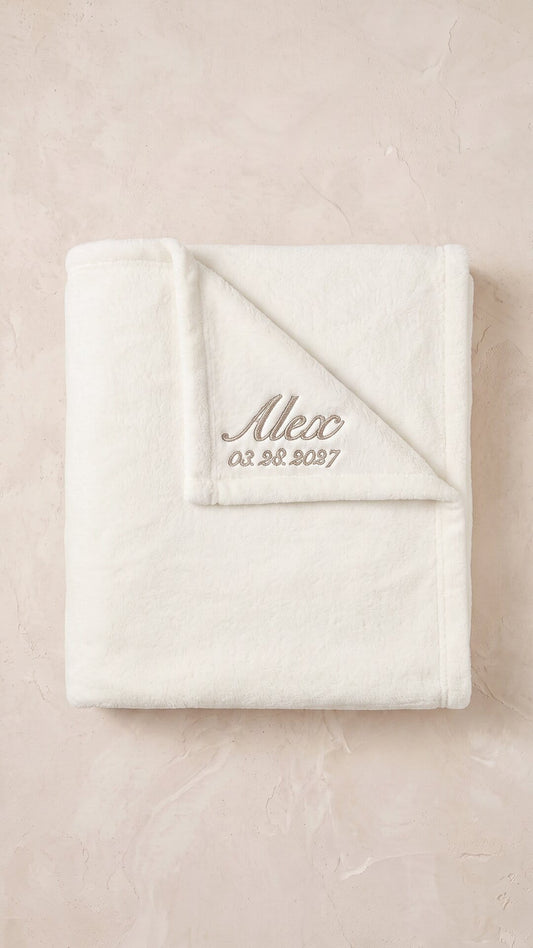 Script Name Embroidered Ultra Plush Blanket