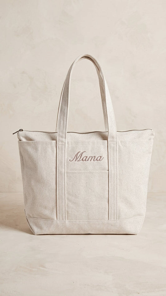 Script Embroidered Classic Canvas Tote