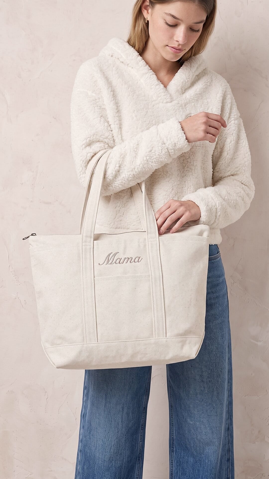 Script Embroidered Classic Canvas Tote