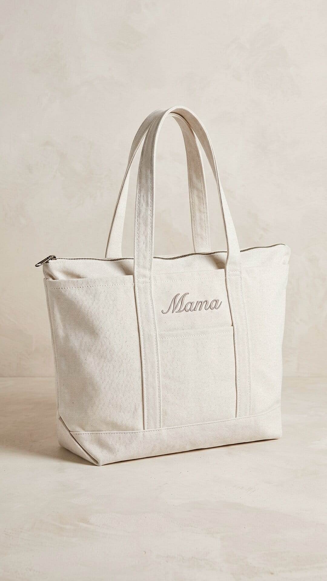 Script Embroidered Classic Canvas Tote