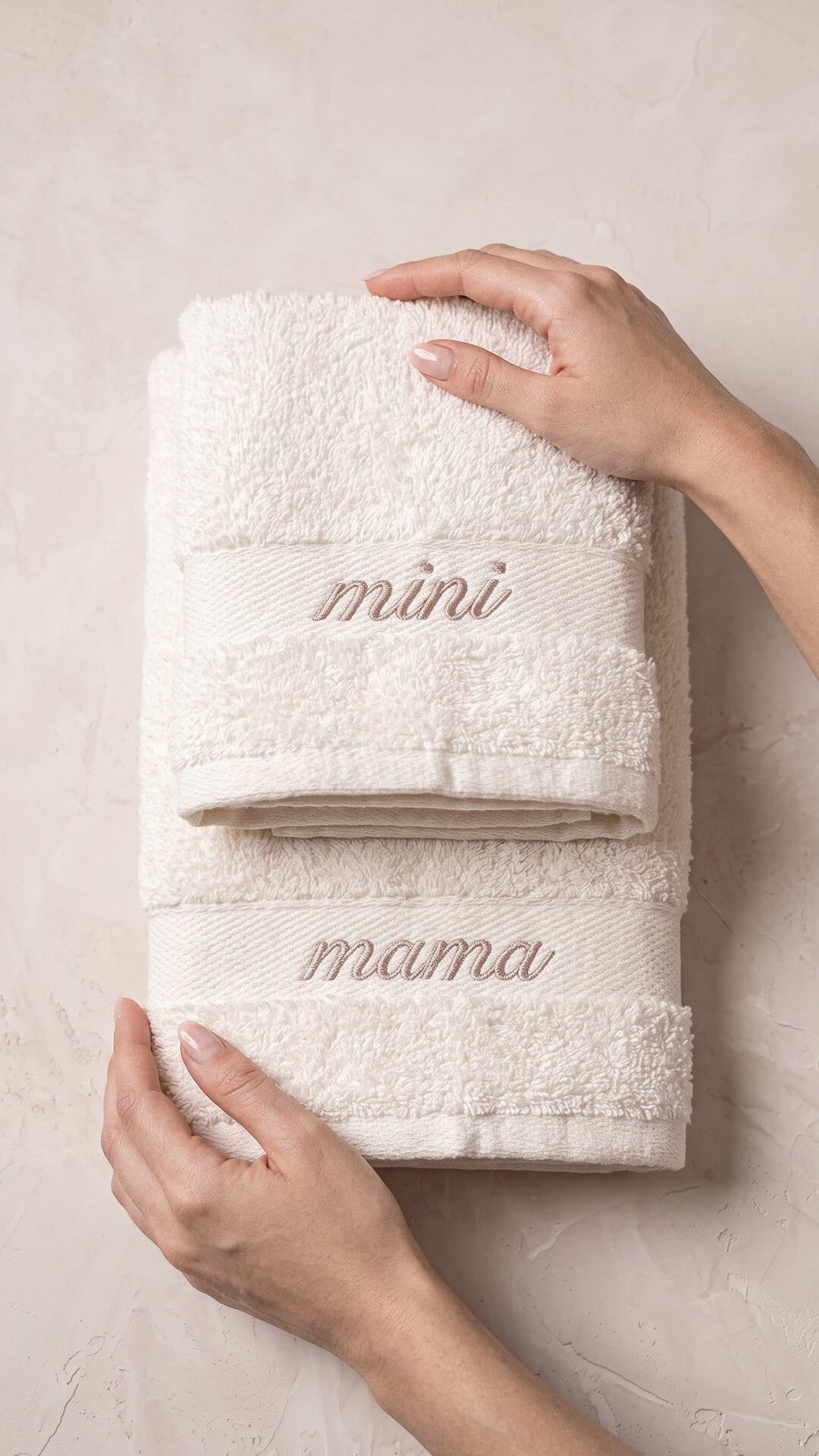 Mama & Mini Script Embroidered Hand Towel Set